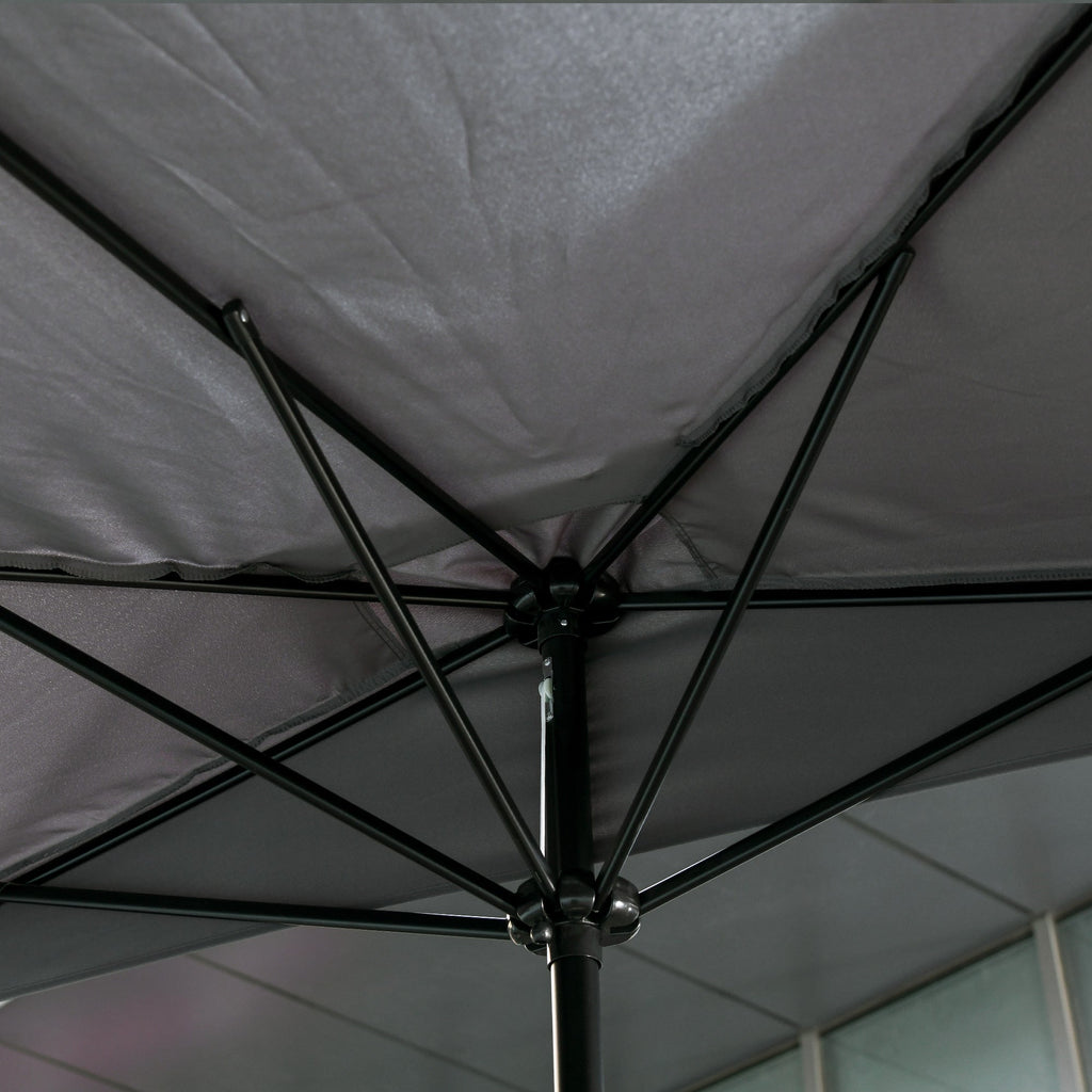 Easycomfort Ombrellone Semicircolare da Parete 2.5x2.3m, with Apertura a Manovella, in Metallo e Poliestere, Grigio