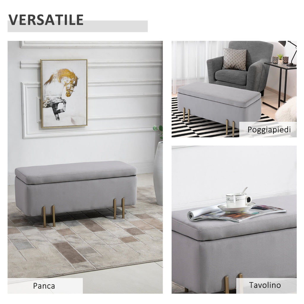 Easycomfort Panca Contenitore Imbottita per Soggiorno e Camera da Letto, 100 x 40 x 42 cm, Grigio