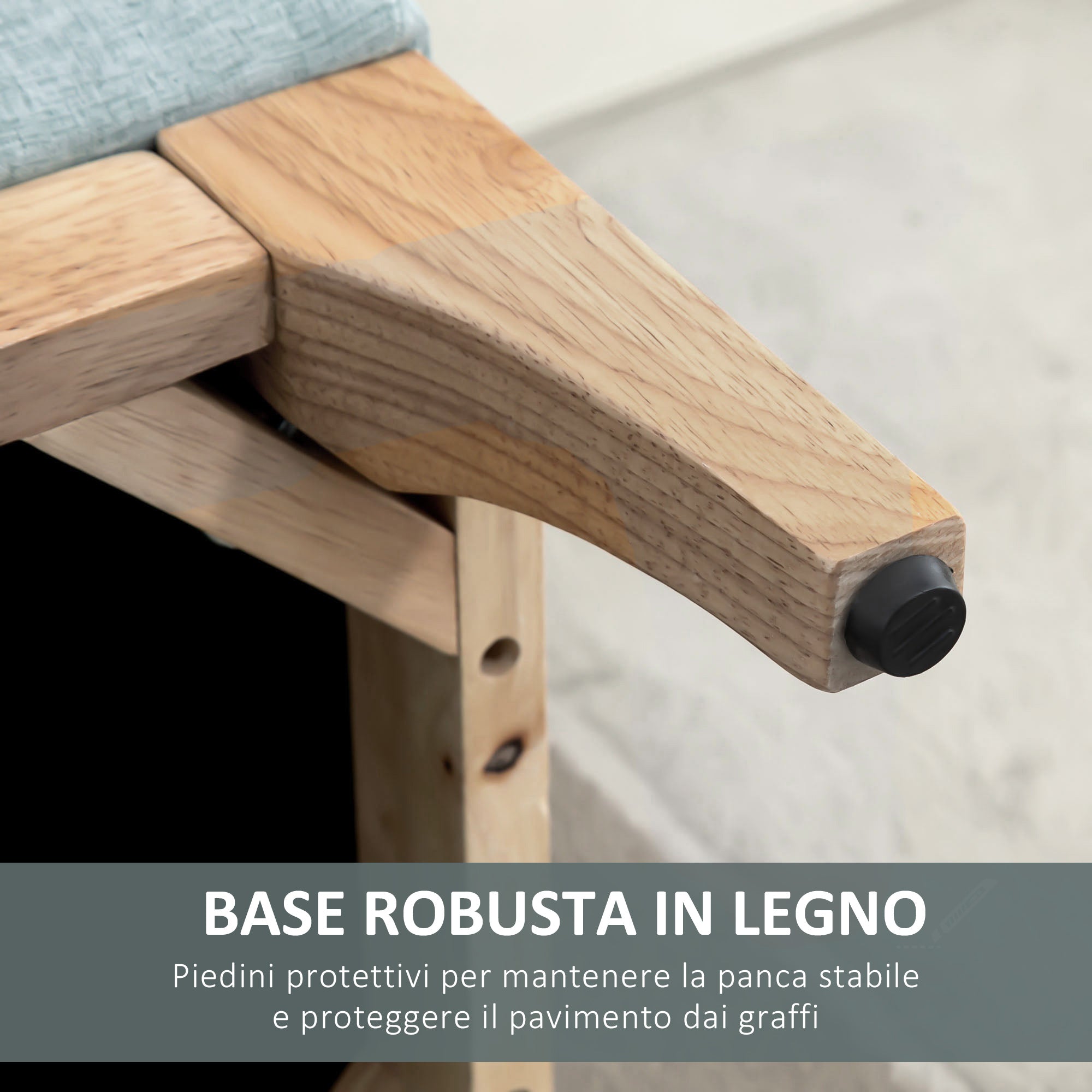 Easycomfort Panca Imbottita Contenitore in Tessuto with Design Scandinavo, 110x39x45Acm - Azzurro