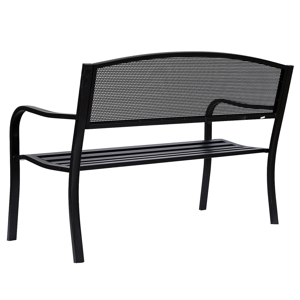 EASYCOMFORT Outdoor Bench in Steel, Black, 127x60x85cm