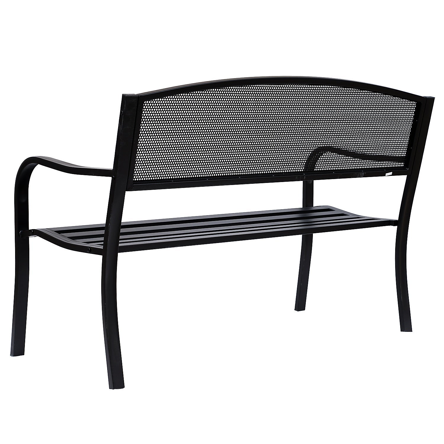 EASYCOMFORT Outdoor Bench in Steel, Black, 127x60x85cm