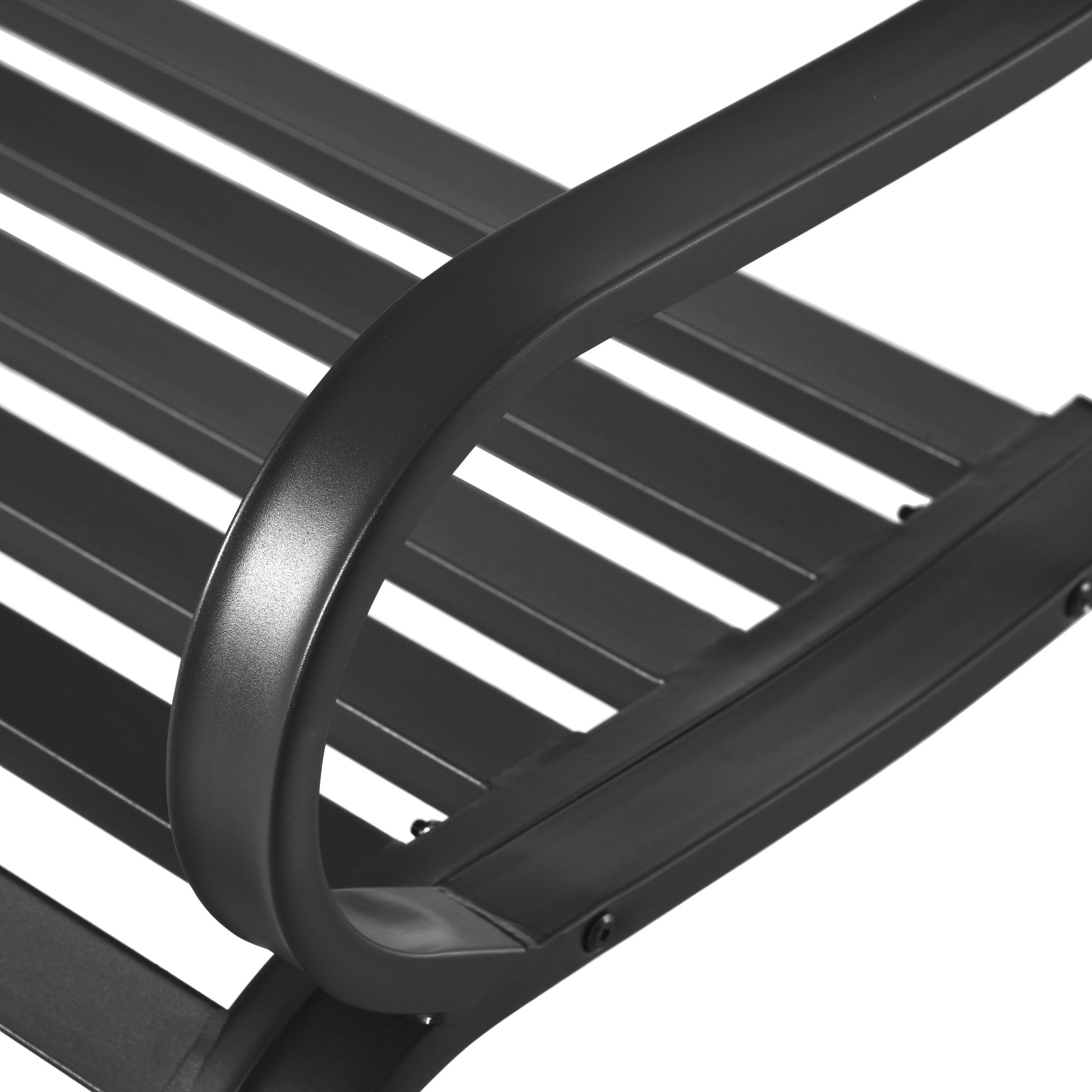 Easycomfort Panchina da Esterno in Metallo Impermeabile black, Panca da Giardino a due Posti, 127 x 62 x 82cm - Max 240kg