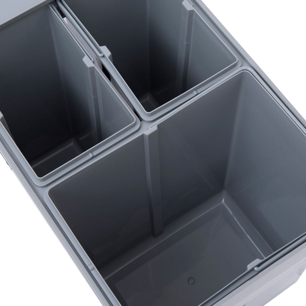 Easycomfort Pattumiera Estraibile with 3 Contenitori per Raccolta Differenziata, Capacità Totale 40L, 48x34.2x41.8cm Grigio