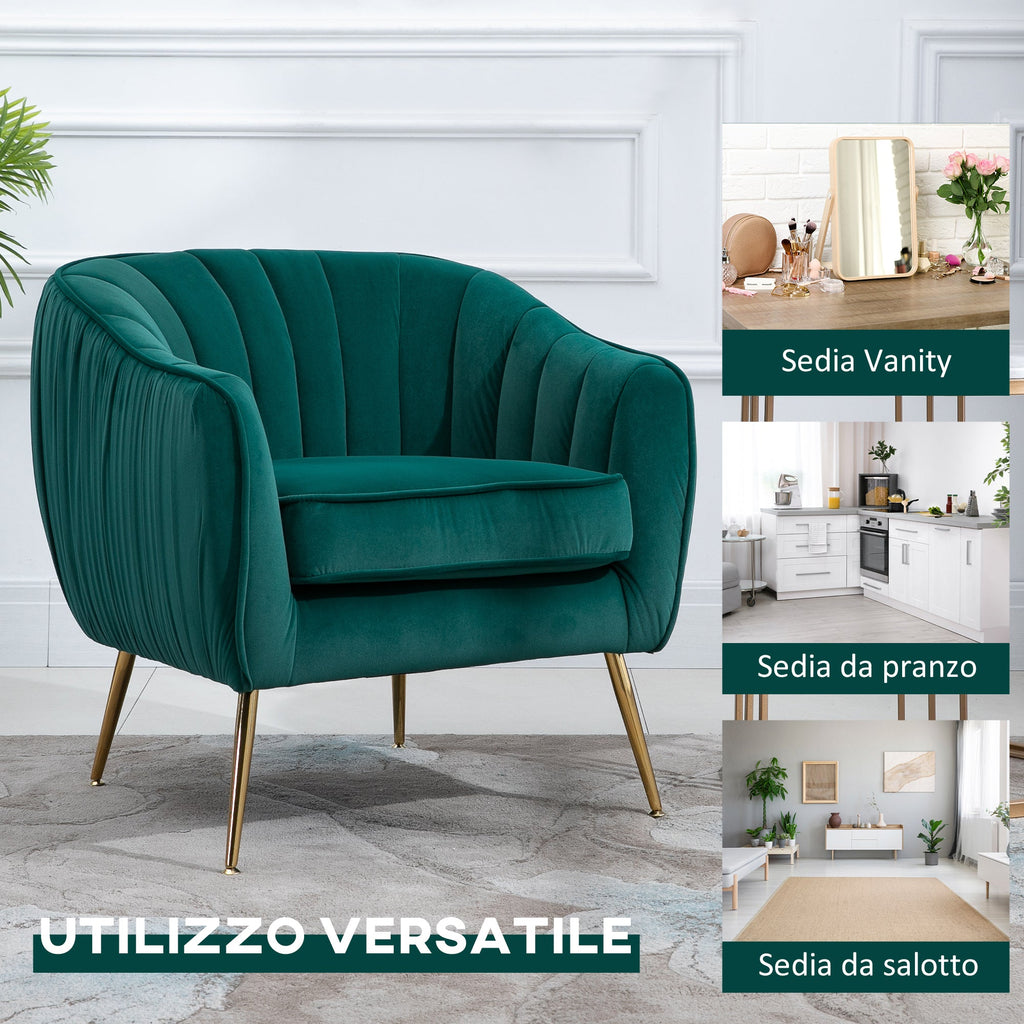 Easycomfort Poltrona da Salotto Imbottita with Braccioli e Schienale, Design Moderno, Gambe in Metallo, 71x72x73 cm, Verde