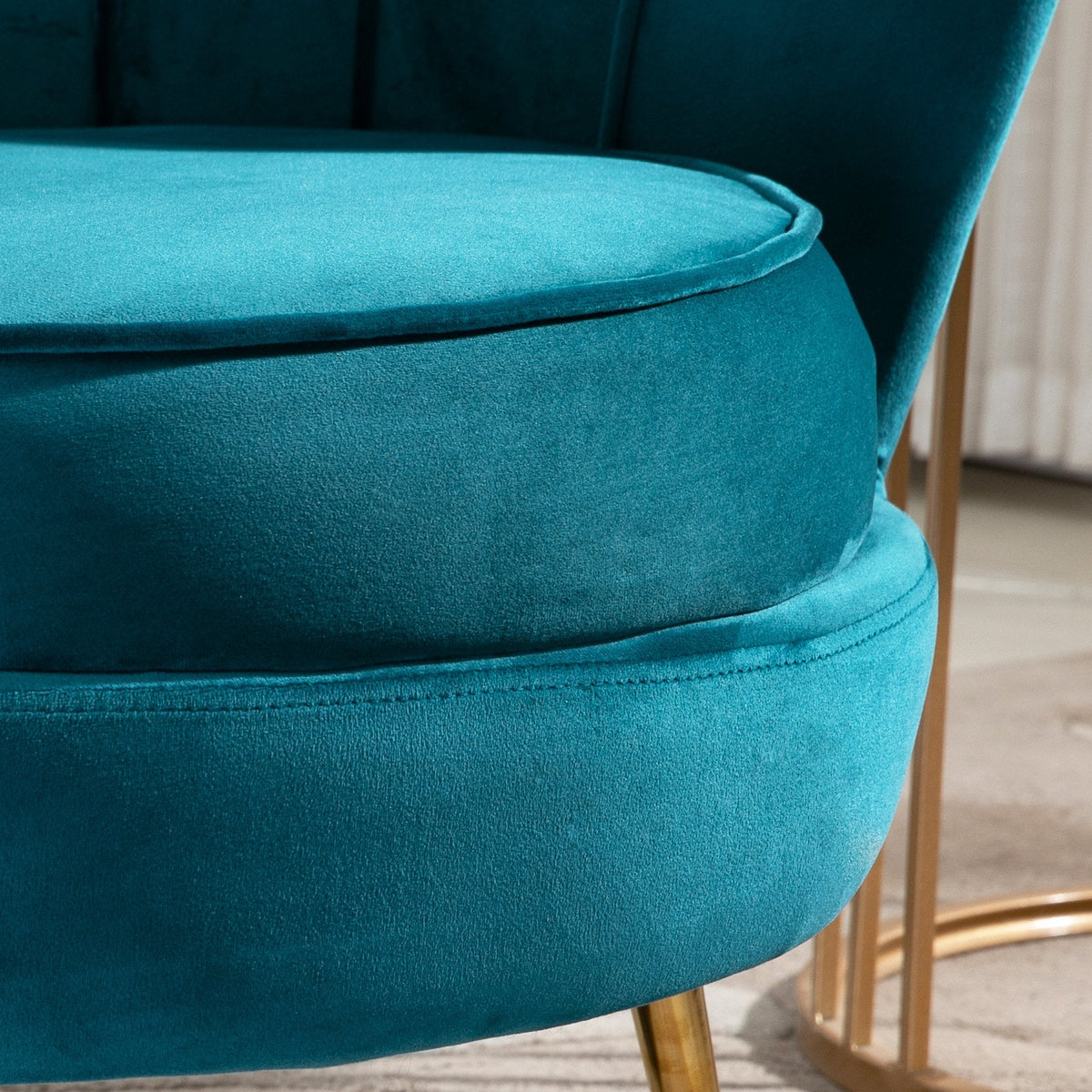 EasyComfort Fauteuil vintage design, velours petrolgroen 79x77x77 cm