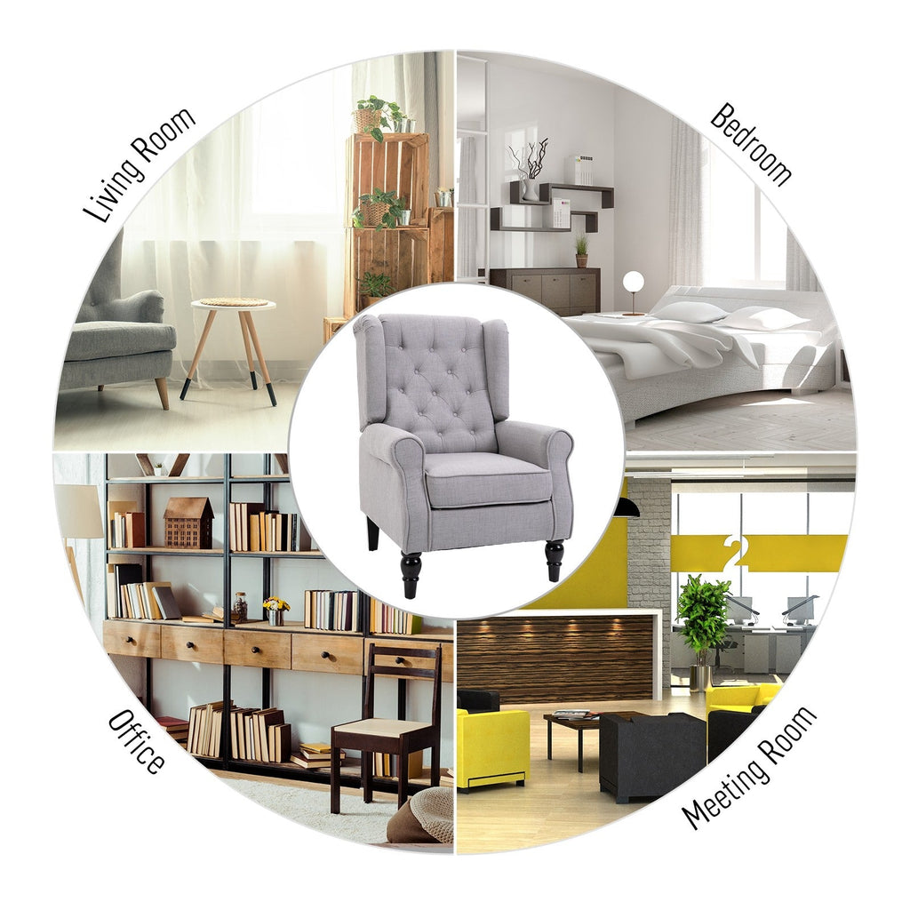 EasyComfort Grijze fauteuil in Franse stijl, brede zitting