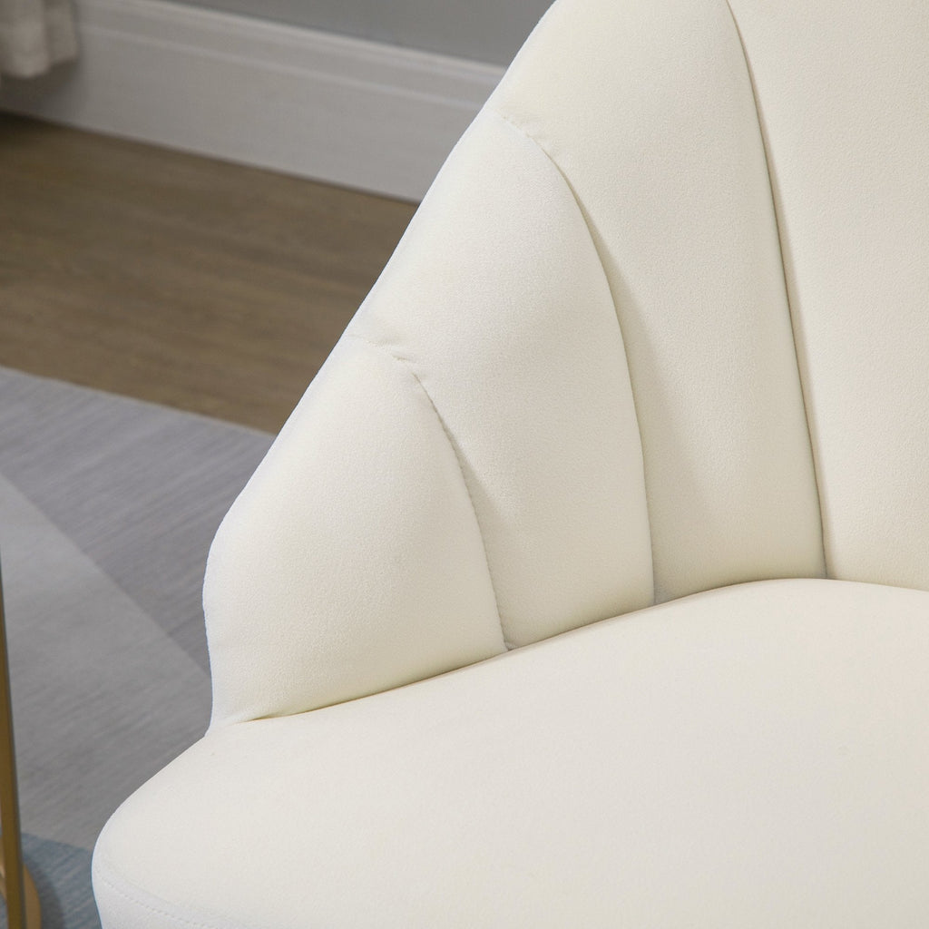 Easycomfort Poltrona in Velluto Imbottita with Schienale a Conchiglia e Gambe in Acciaio per Camera e Salotto, 63x65x84cm, Crema