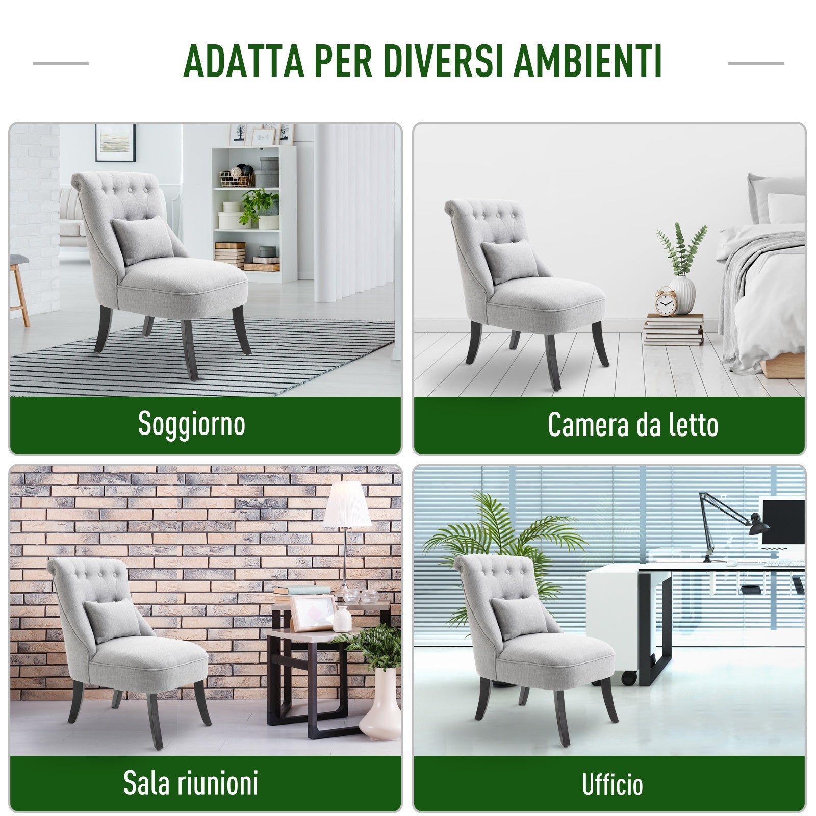 Easycomfort Poltrona per Salotto Imbottita with Cuscino e Piedini Antiscivolo, Poltrona D'Arredo in Tessuto Effetto Lino e Legno, 52.5x69x77 cm, Grigio