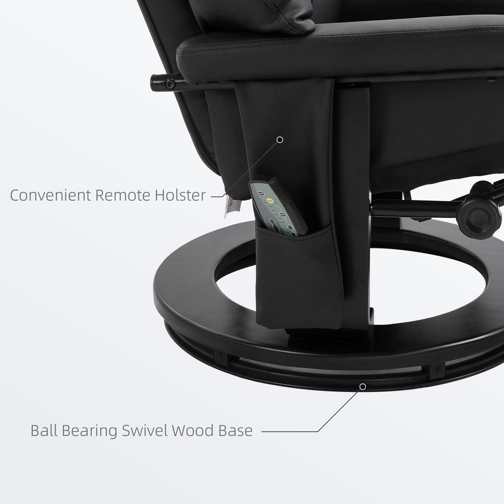 EasyComfort Relaxfauteuil met massage, voetenbank en afstandsbediening, 76x80x102 cm zwart