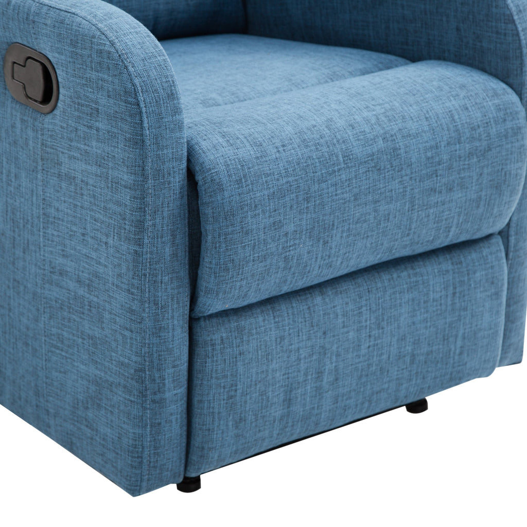 Easycomfort Poltrona Relax Reclinabile Manuale with Poggiapiedi Portata 125kg Tessuto di Lino 67 × 83 × 107cm Blu