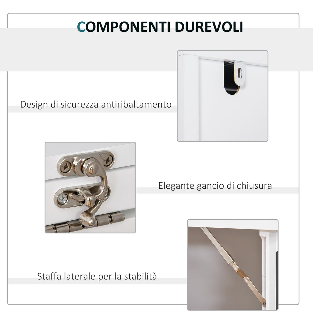 Easycomfort Scrivania PC Pieghevole with Libreria a 9 Ripiani in Legno e Metallo, 98x51x153 cm, white