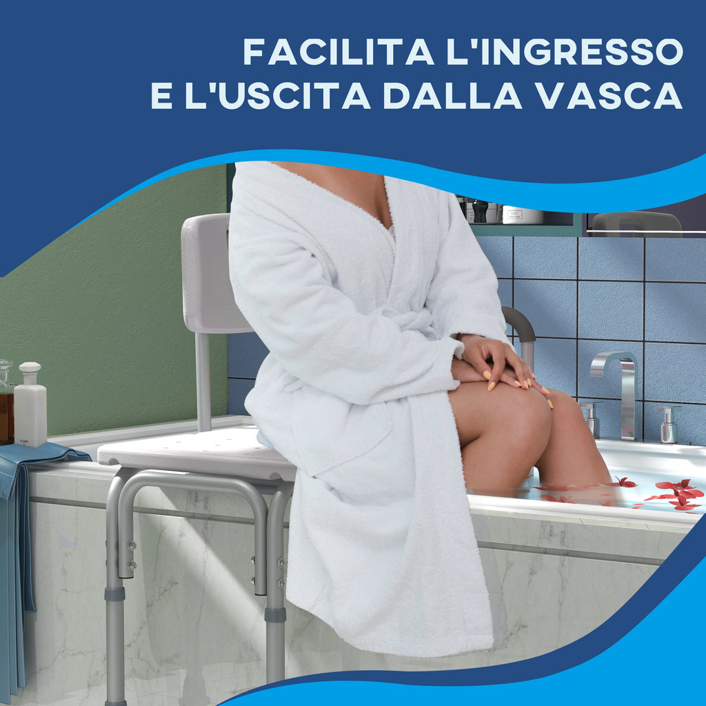 Easycomfort Sedia da Doccia with Altezza Regolabile su 6 Livelli, Piedini e Bracciolo Antiscivolo, Ampia Seduta (68.5x40.5cm)