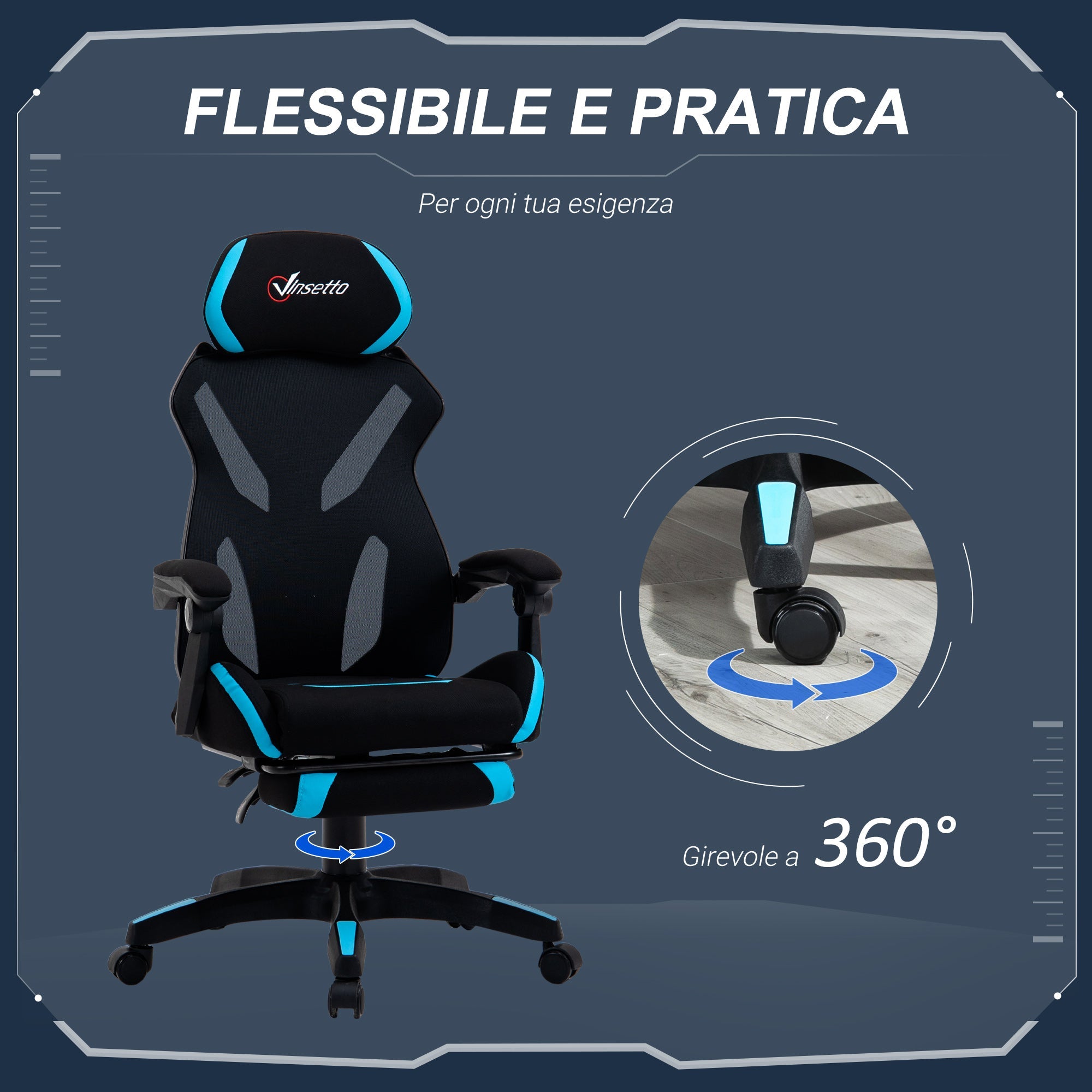 EasyComfort gamingstoel met lendensteun 65x65x119-129 cm