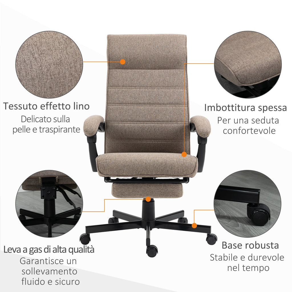 Easycomfort Sedia da Ufficio with Altezza Regolabile, Poggiapiedi Incluso e Seduta Imbottita, 68x67x106-114 cm, Marrone