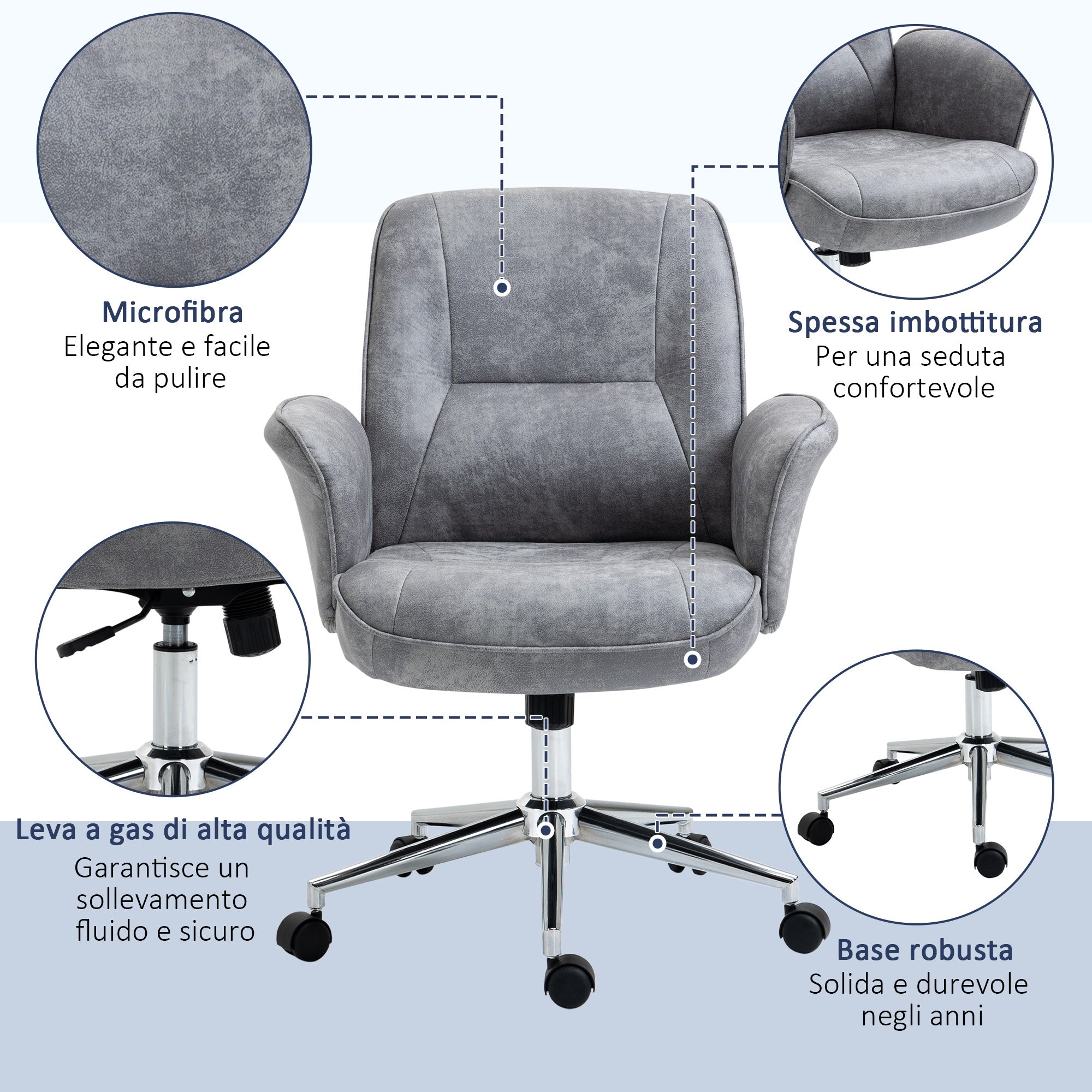EasyComfort ergonomische bureaustoel microvezel grijs 67x69x92-102 cm