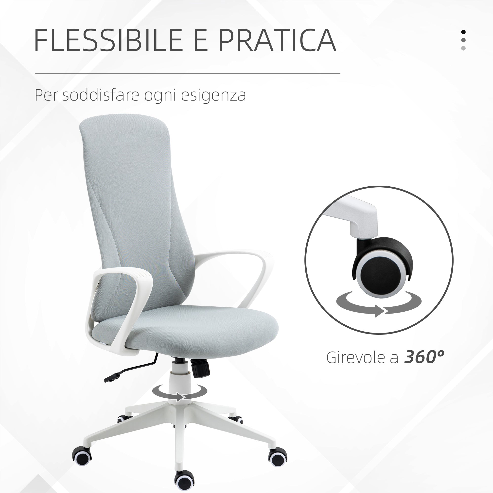 Easycomfort Sedia da Ufficio Ergonomica with Altezza Regolabile e Funzione di Inclinazione, 62x56x110-119.5 cm