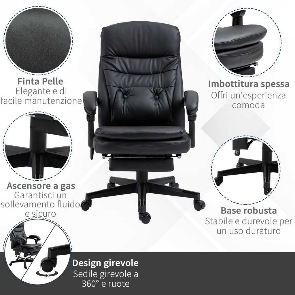 EasyComfort bureaustoel met massage, kunstleer, zwart, 64x69x107-115 cm