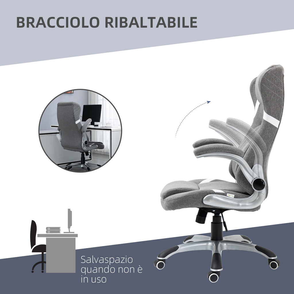 Easycomfort Sedia da Ufficio Reclinabile in Tessuto Traspirante e Acciaio with Altezza Regolabile, 68x76x109-117 cm