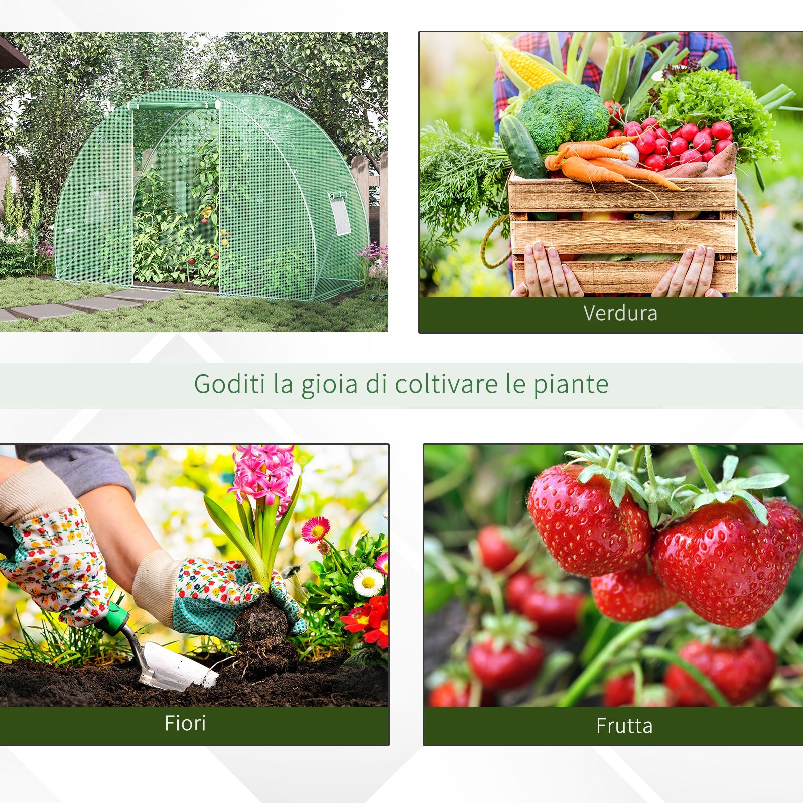 Easycomfort Serra a Tunnel with Porta Avvolgibile e Finestre, Copertura PE e Struttura in Acciaio, 1.5x3x2m, Verde