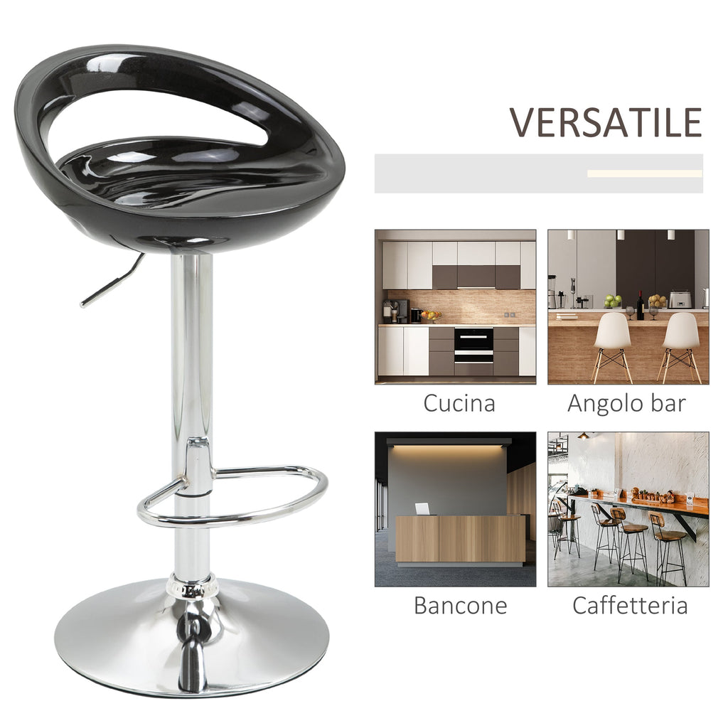 Easycomfort Set 2 Sgabelli da Bar Alti, Sgabelli Girevoli a 360°, with Schienale e Poggiapiedi, Altezza Regolabile, Base in Acciaio, per Sala da Pranzo e Cucina, 46x41x76-96cm, black