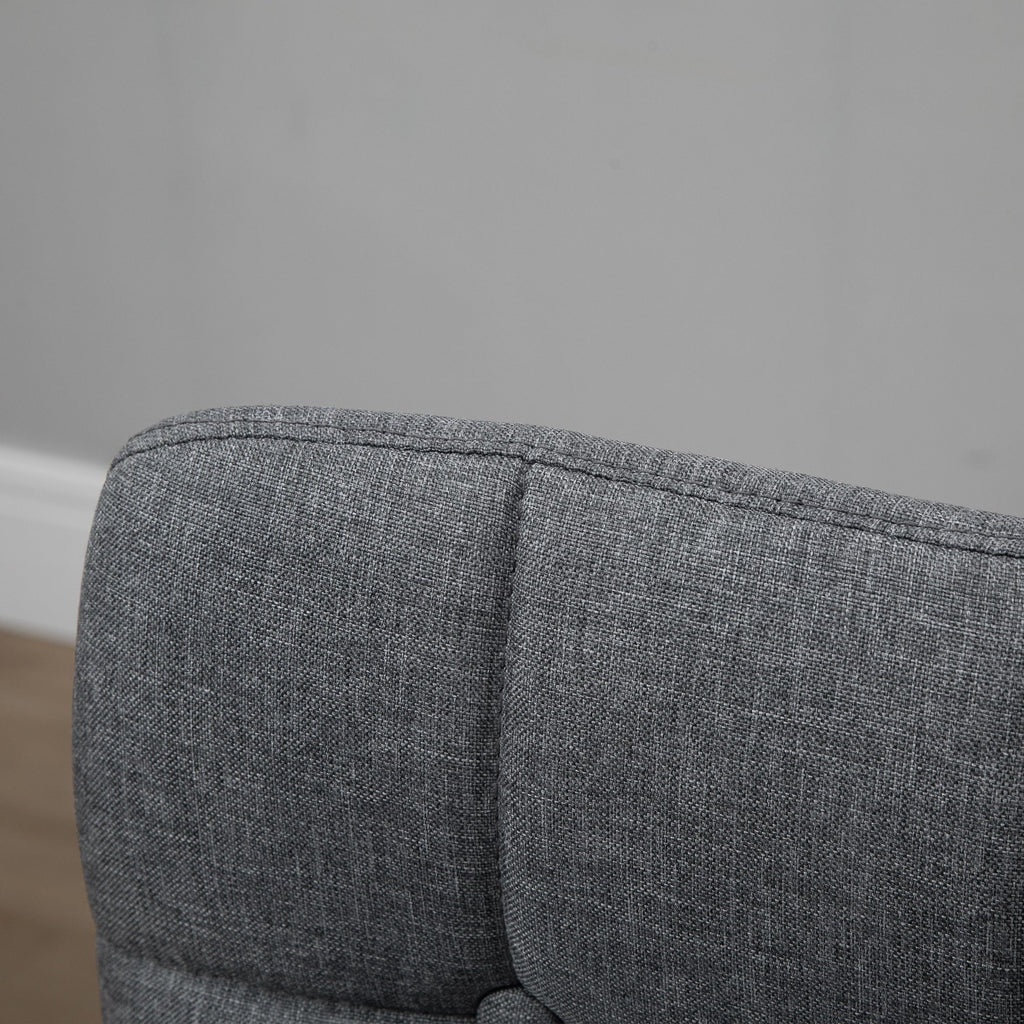 EasyComfort Set 2 Sgabelli Alti da Bar Moderno with Schienale e Poggiapiedi, Seduta Imbottita in Tessuto e Gambe in Legno, Grigio