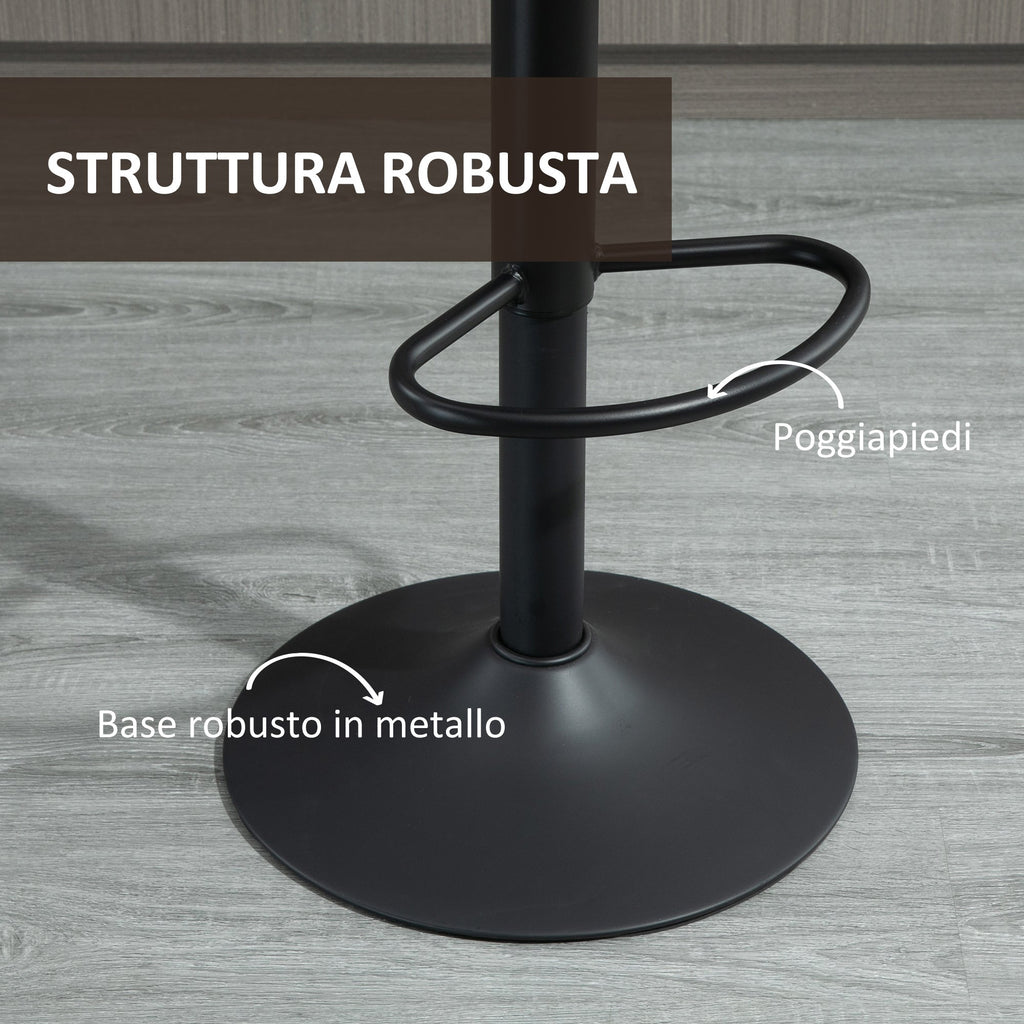 EasyComfort Set 2 Sgabelli Alti da Bar in Stile Industriale with Schienale, Poggiapiedi e Altezza Regolabile, Sedia in Microfibra, Marrone