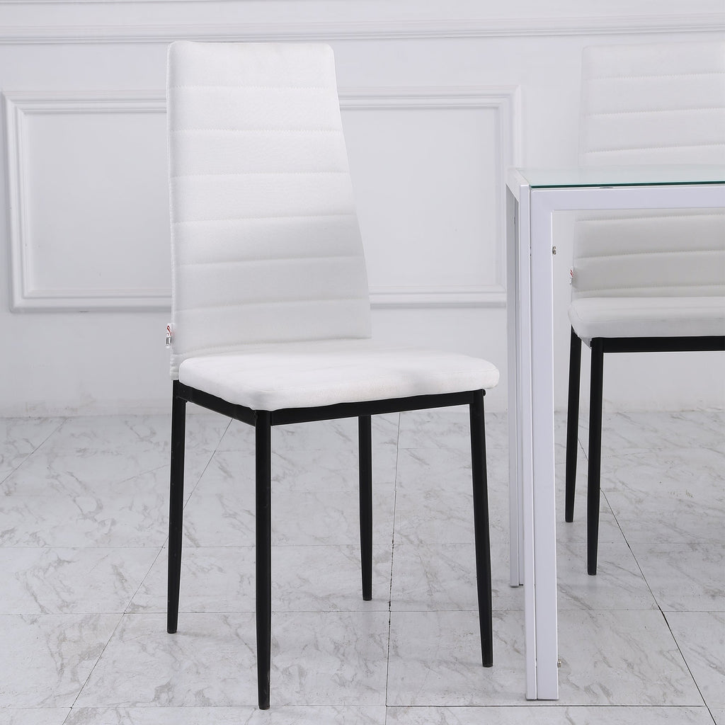 EasyComfort Set 4 Sedie per Soggiorno Imbottite in Tessuto, Sedie Sala da Pranzo Moderne with Gambe in Metallo, Capacità 120 kg, white