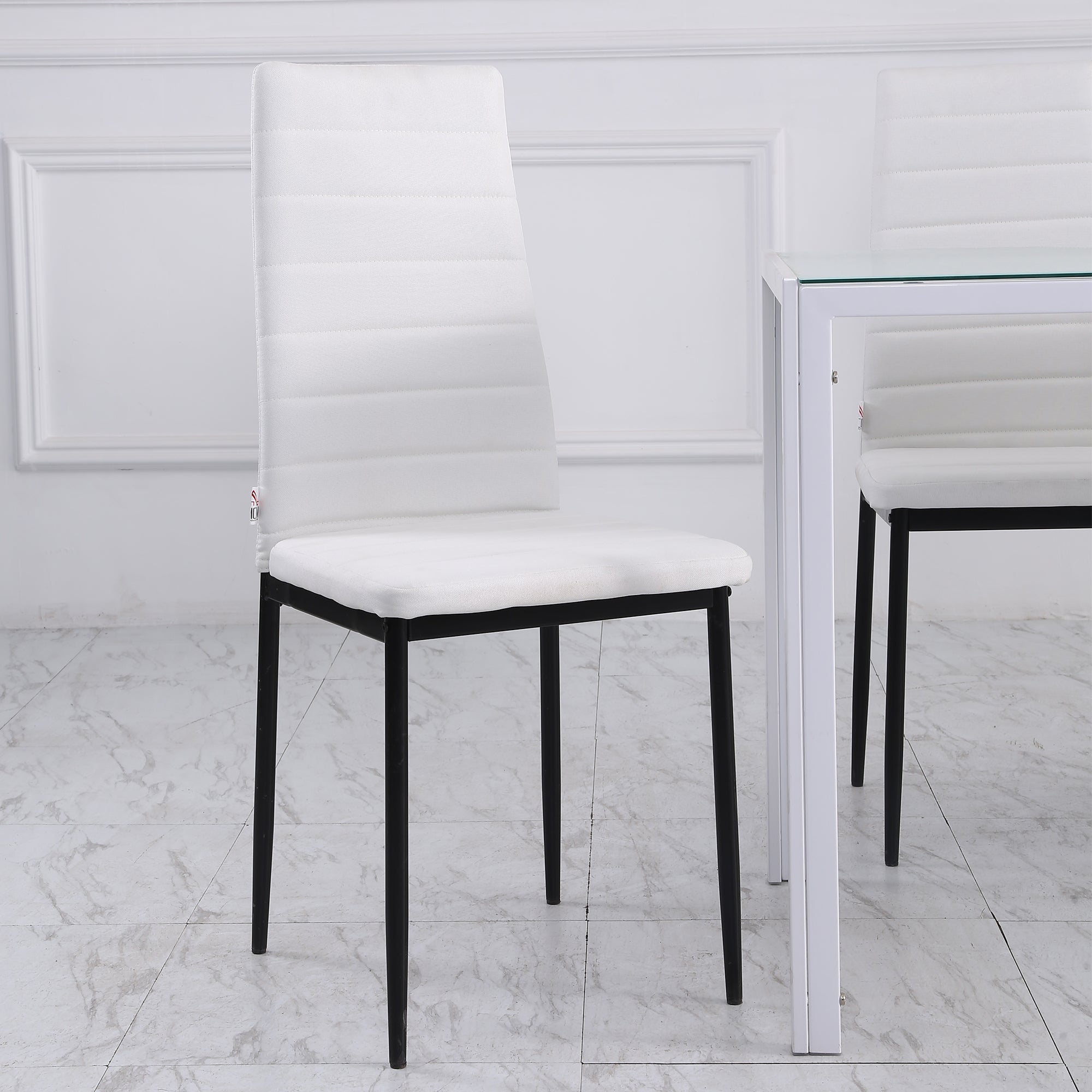 EasyComfort Set 4 Sedie per Soggiorno Imbottite in Tessuto, Sedie Sala da Pranzo Moderne with Gambe in Metallo, Capacità 120 kg, white