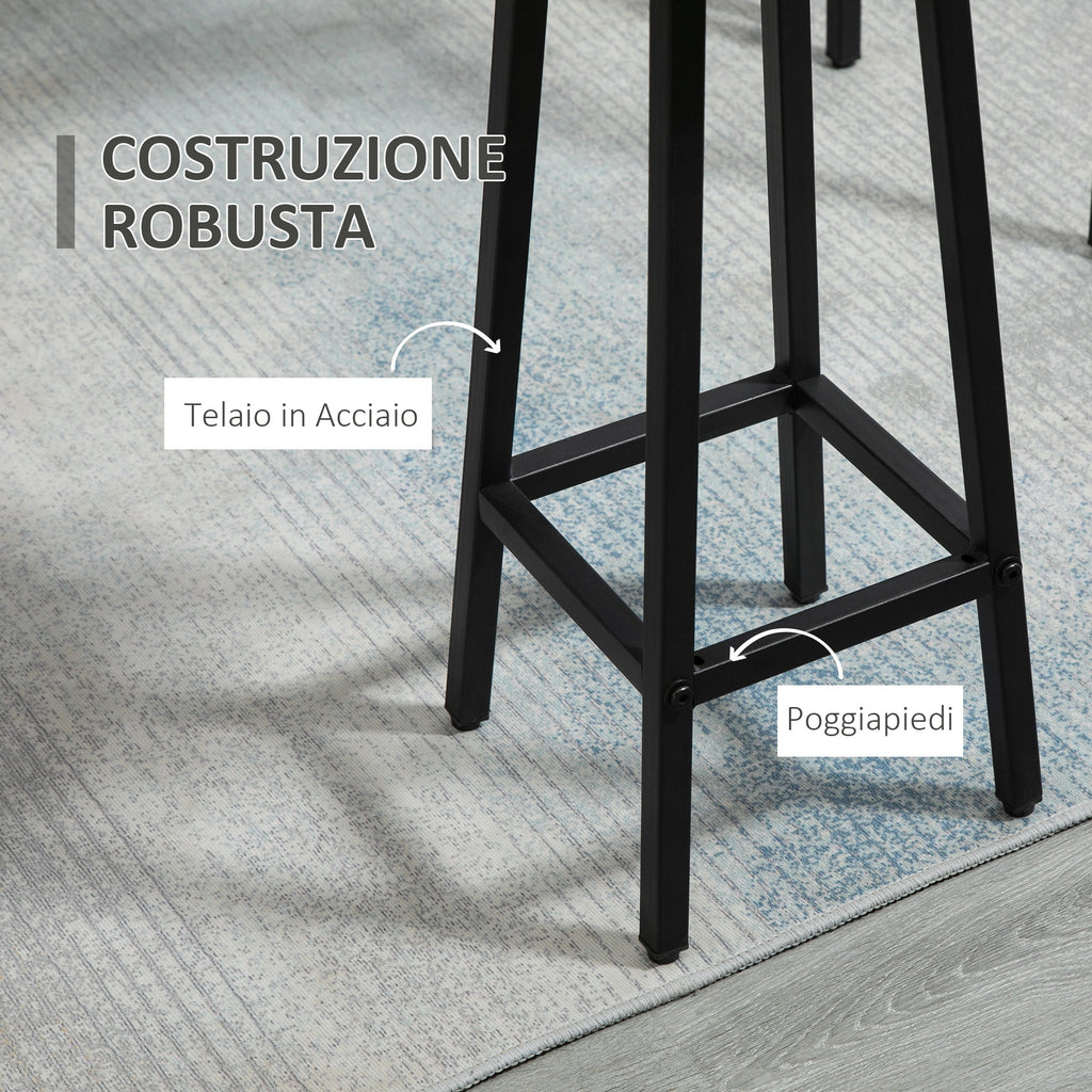 Easycomfort Set da Bar 6 Pezzi with 4 Sgabelli da Bar e 2 Tavoli Alti in Legno Truciolato e Acciaio per Cucina e Soggiorno, Grigio