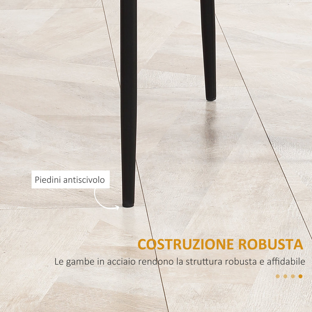 Easycomfort Set di 4 Sedie da Pranzo with Schienale Alto in Finta Pelle e Acciaio, 41x50x97cm, black