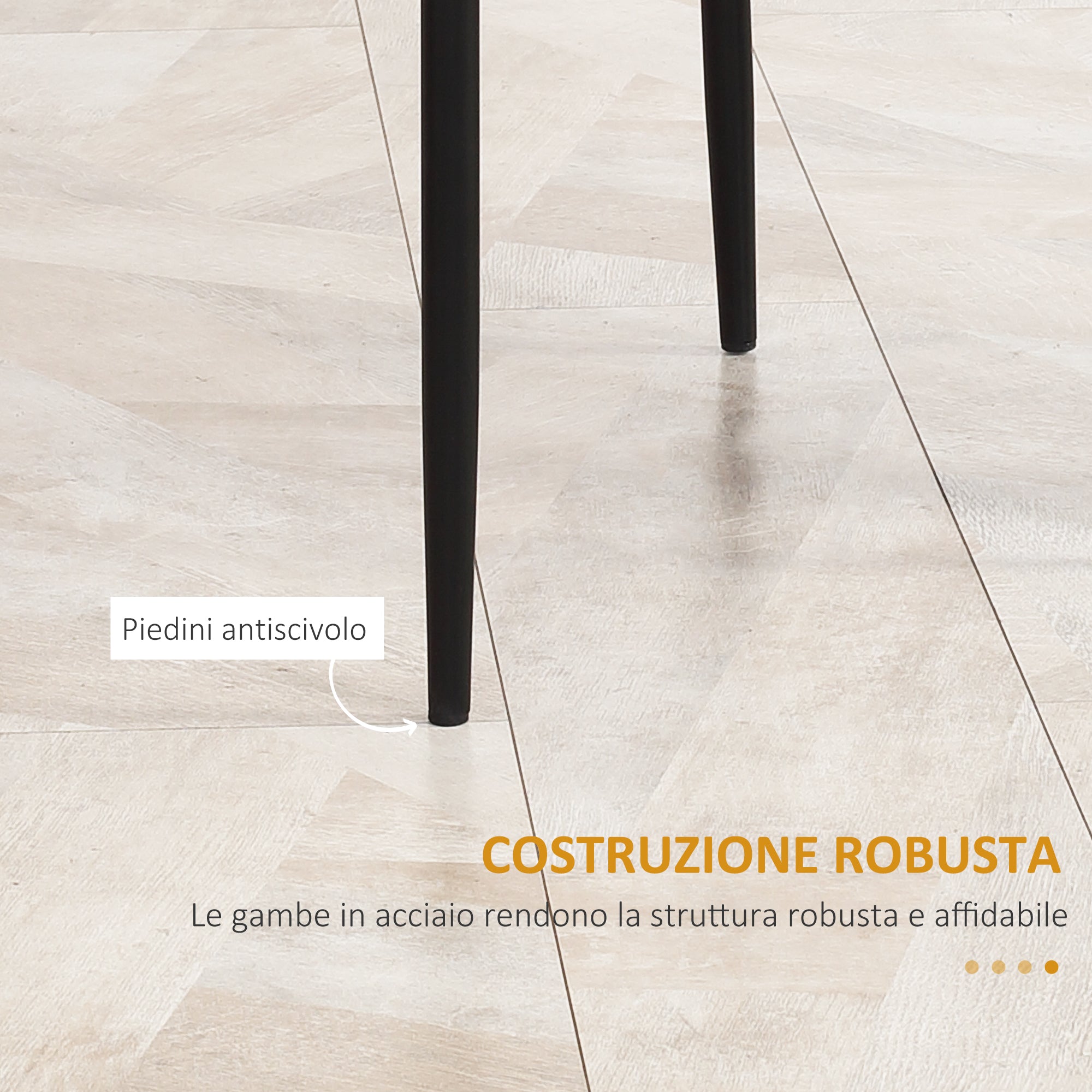 Easycomfort Set di 4 Sedie da Pranzo with Schienale Alto in Finta Pelle e Acciaio, 41x50x97cm, black
