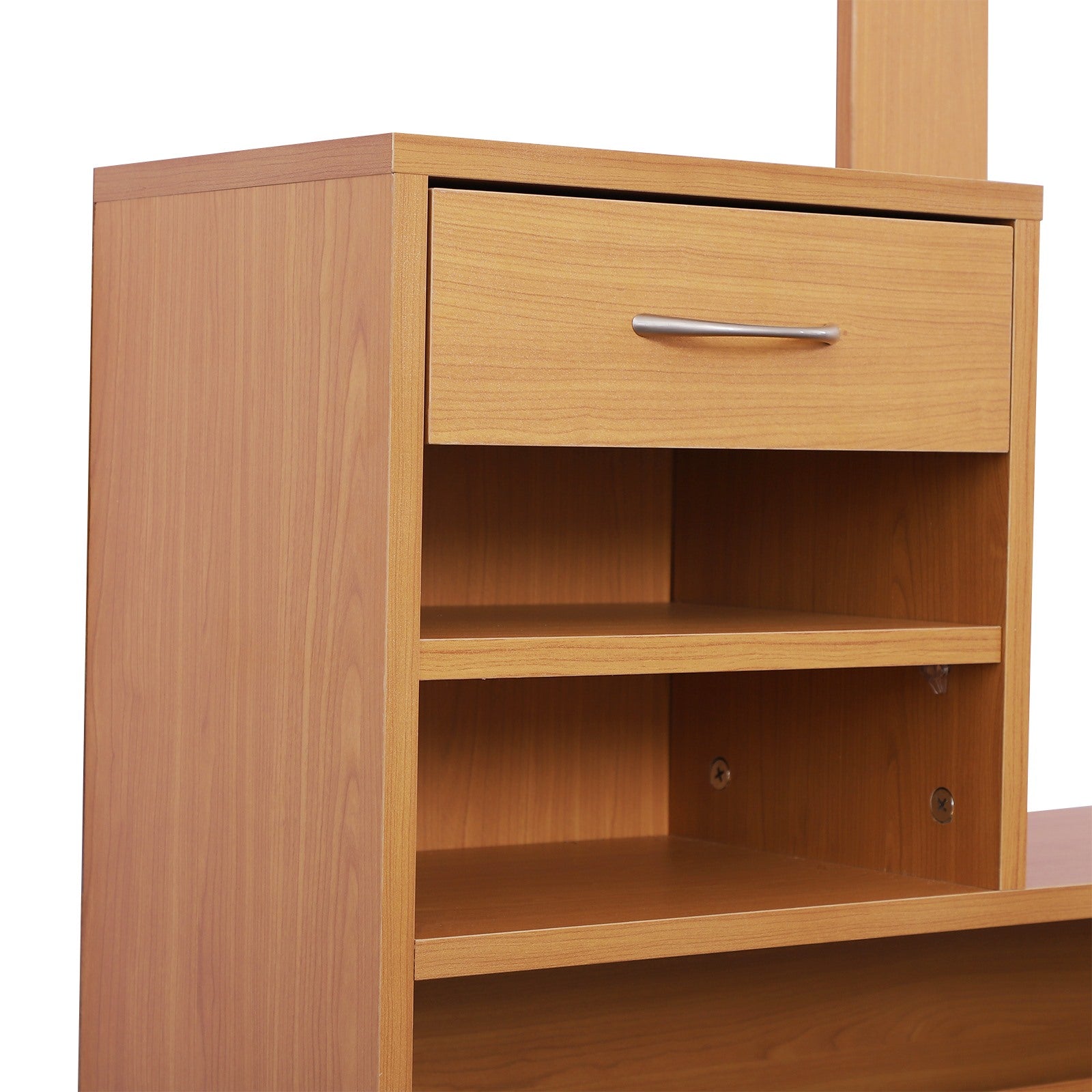 Easycomfort Set Mobili Ingresso Moderno with Scarpiera e Specchio, Appendiabiti da Ingresso with 6 Ganci, 2 Ripiani Regolabili e Cassetti in Legno per Corridoio, 90x24x177 cm, Legno