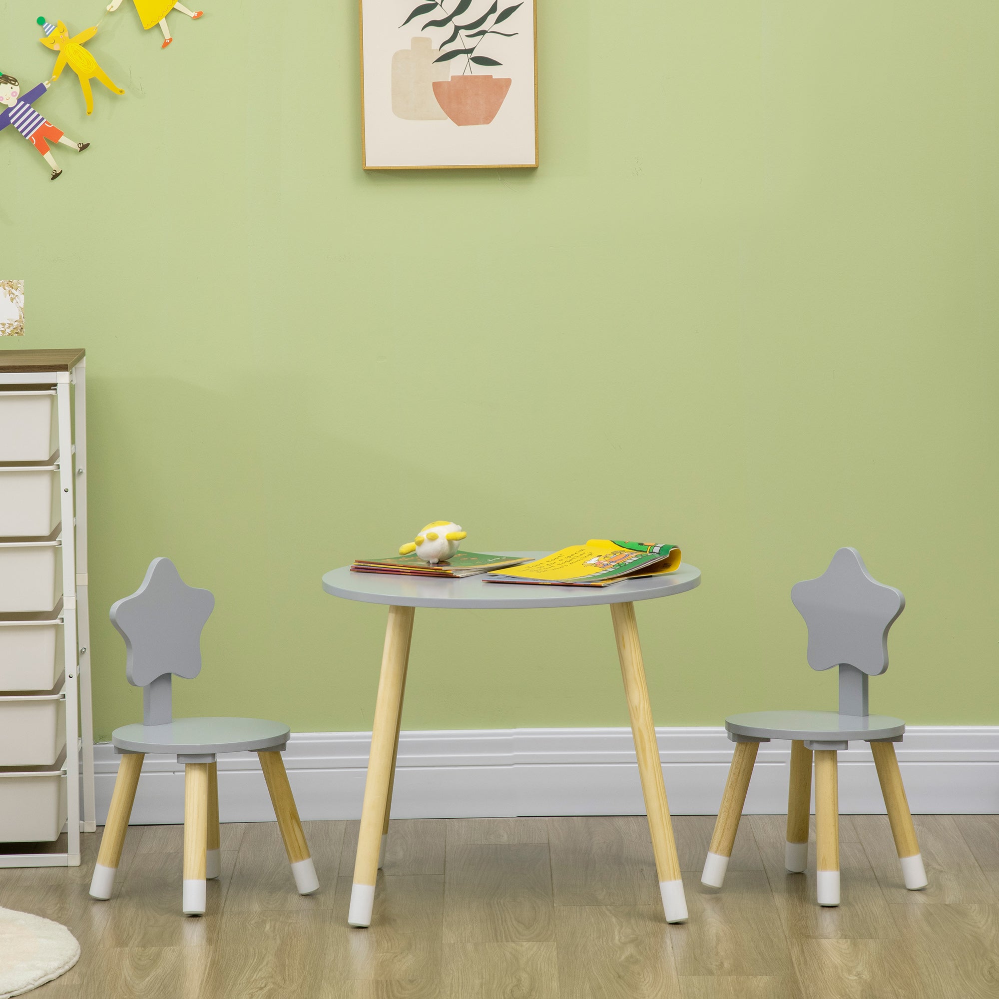EasyComfort set tafeltje met 2 kinderstoelen, 3-delig, 18 maanden–4 jaar, grijs