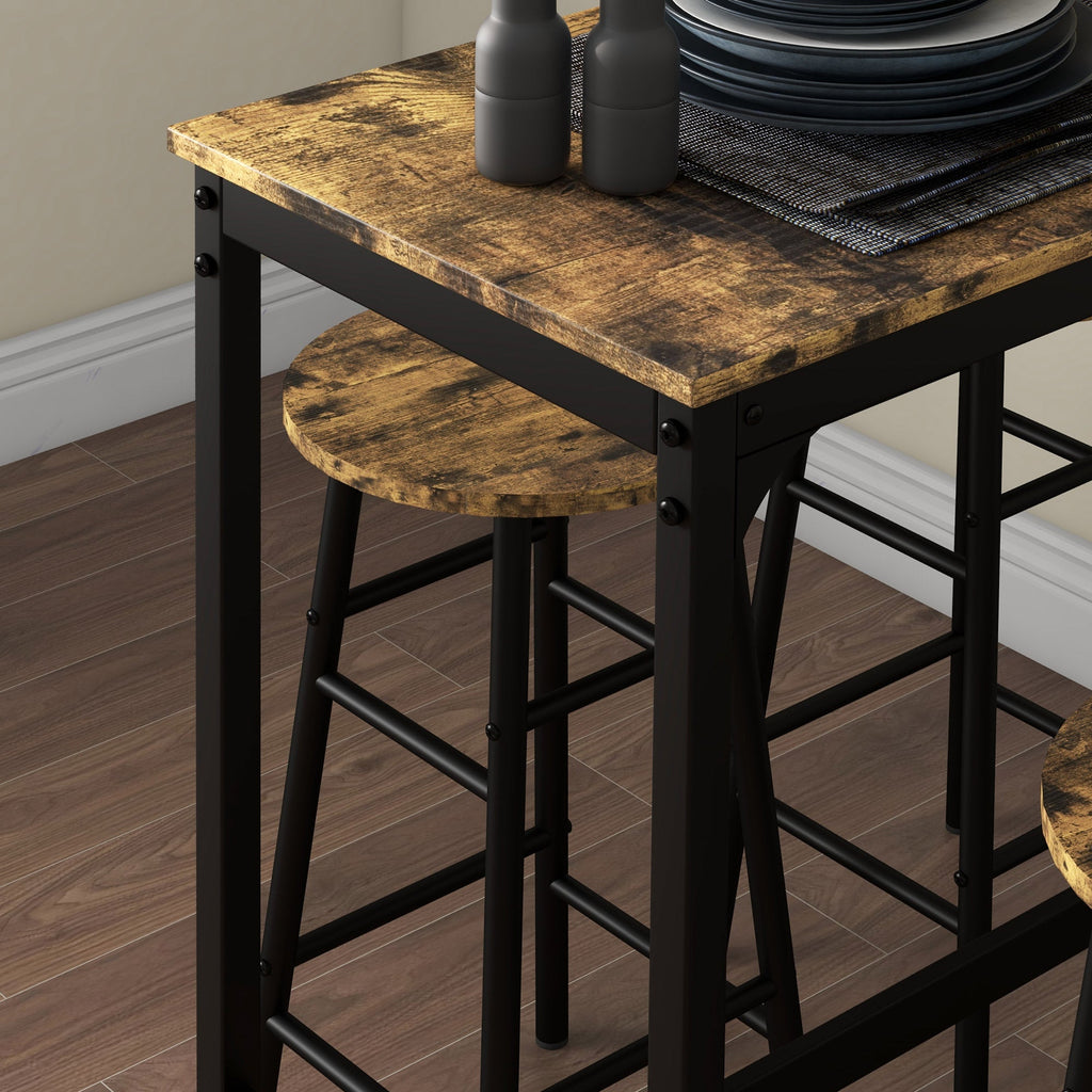 EasyComfort 5-delig barset met tafel en 4 krukken, zwart/bruin