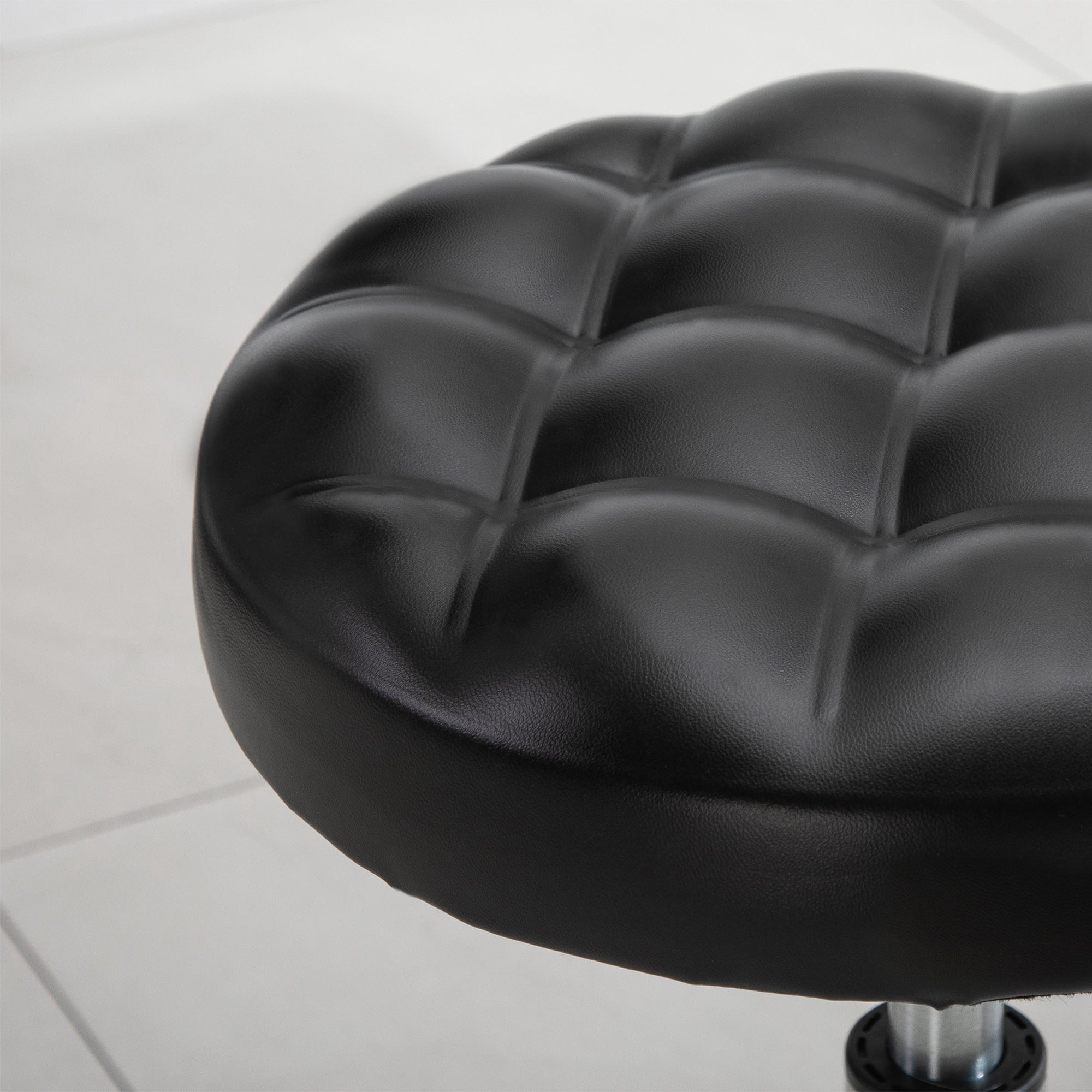Easycomfort Sgabello ad Altezza Regolabile with 5 Ruote, in Acciaio, Gommapiuma e pelle PU, ?48x47-59Acm