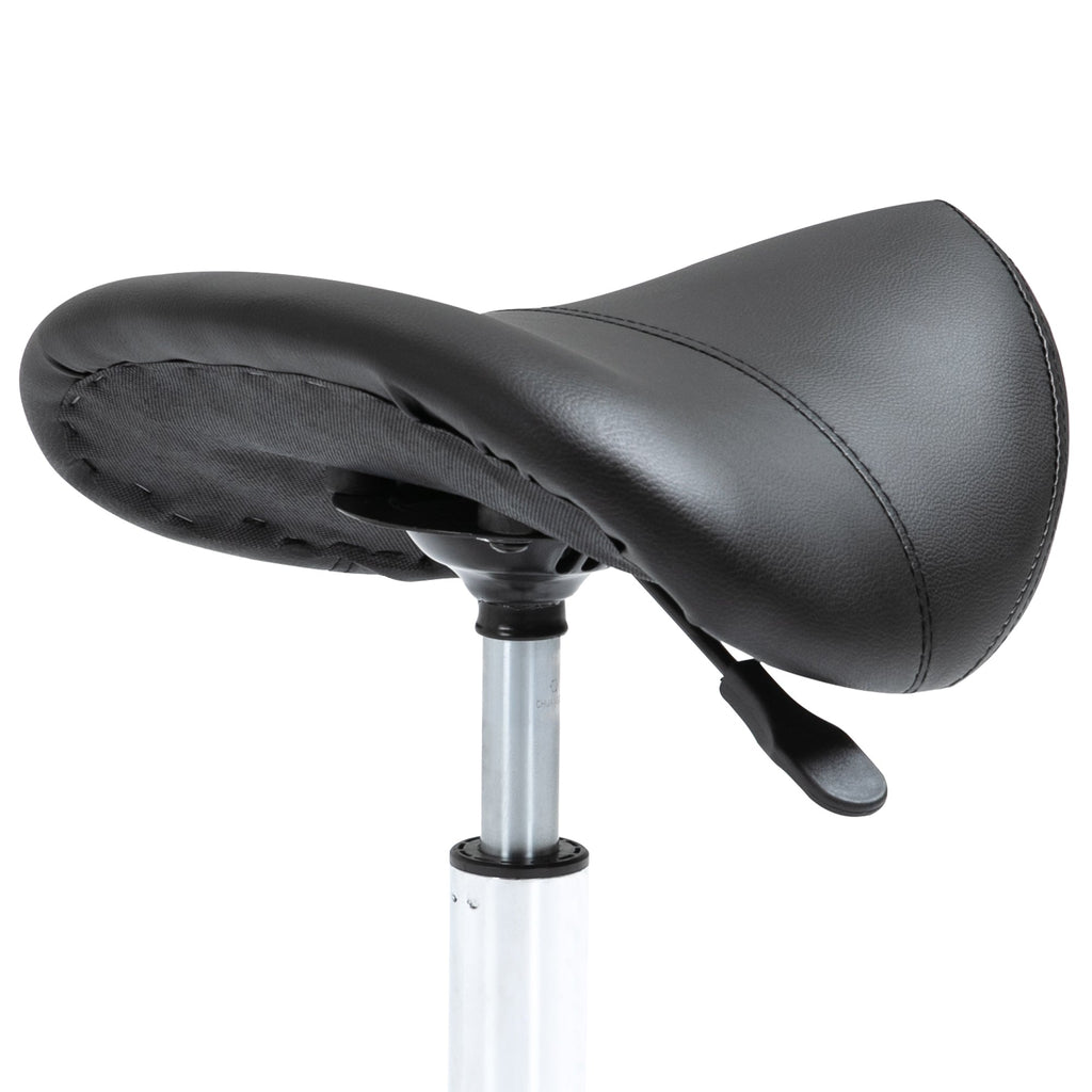 Easycomfort Sgabello da Lavoro a Sella with Ruote e Altezza Regolabile per Negozi Parrucchiere e Tattoo, 52x53x49-61cm black
