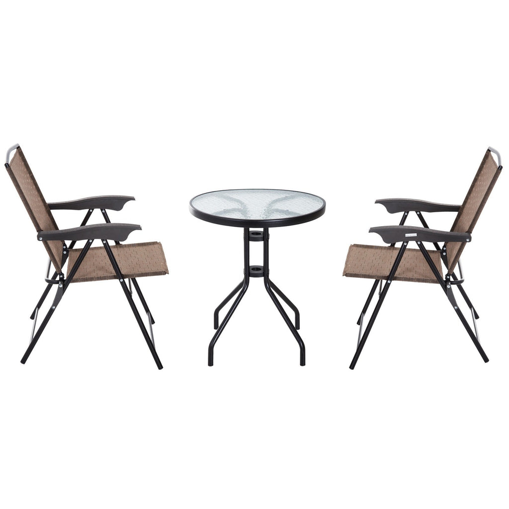 EasyComfort Tavolino tuintafelset 3-delig (tafel Ø60 cm + 2 inklapbare stoelen)