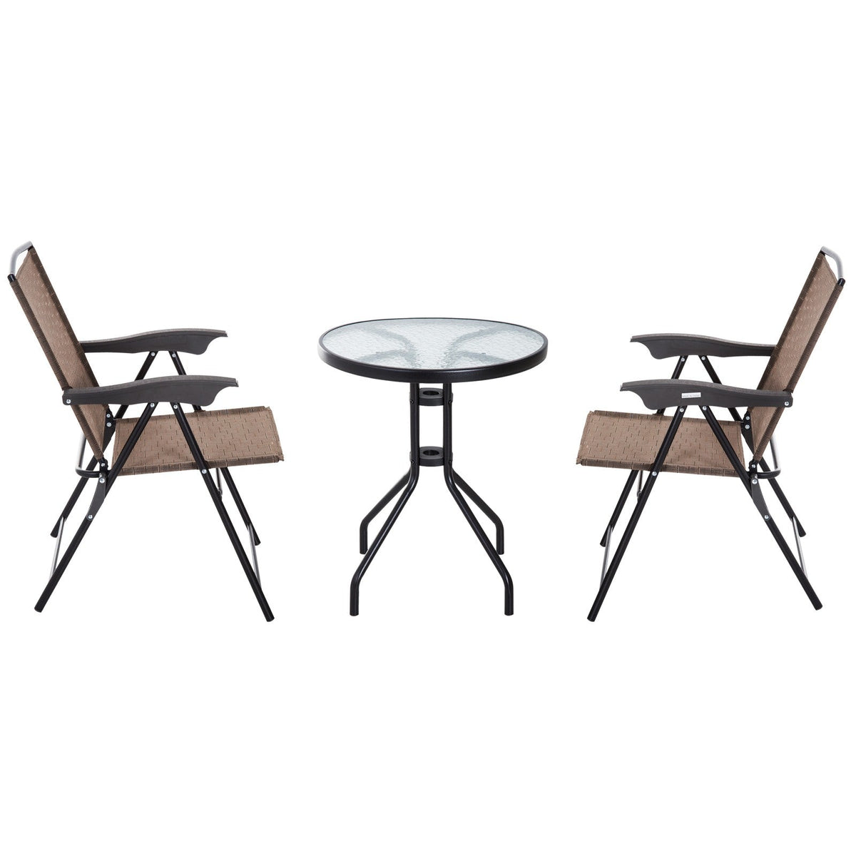 EasyComfort Tavolino tuintafelset 3-delig (tafel Ø60 cm + 2 inklapbare stoelen)