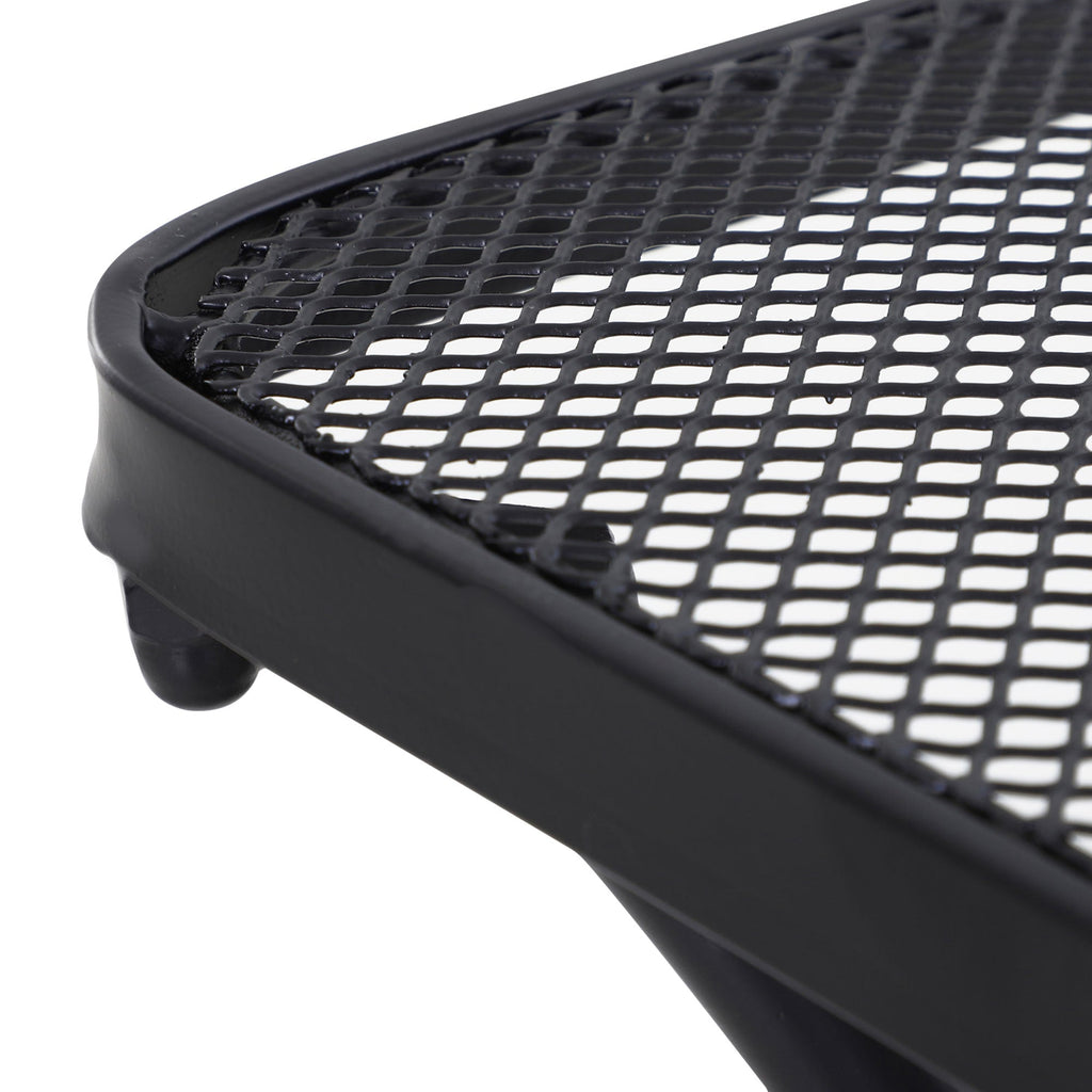 EasyComfort Tavolino da Giardino Quadrato in Acciaio with Piano Traforato, 45x45x50 cm, black