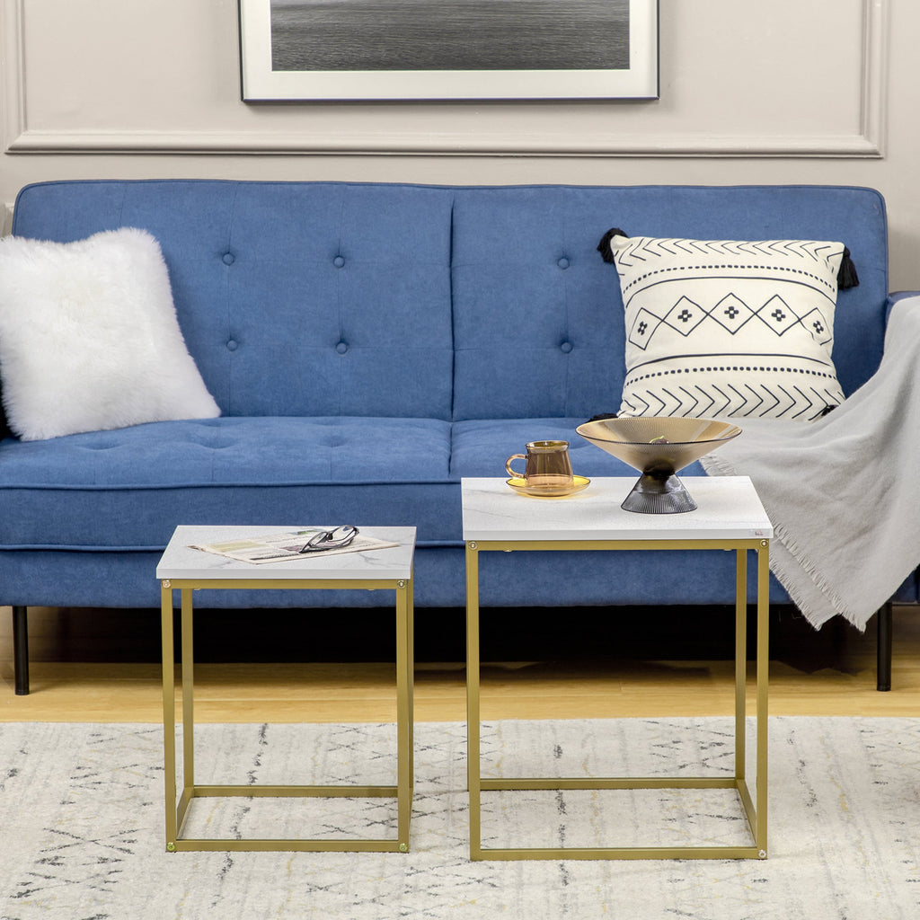 EasyComfort Tavolino da Salotto — Salontafelset 2-delig, stapelbaar, wit/goud