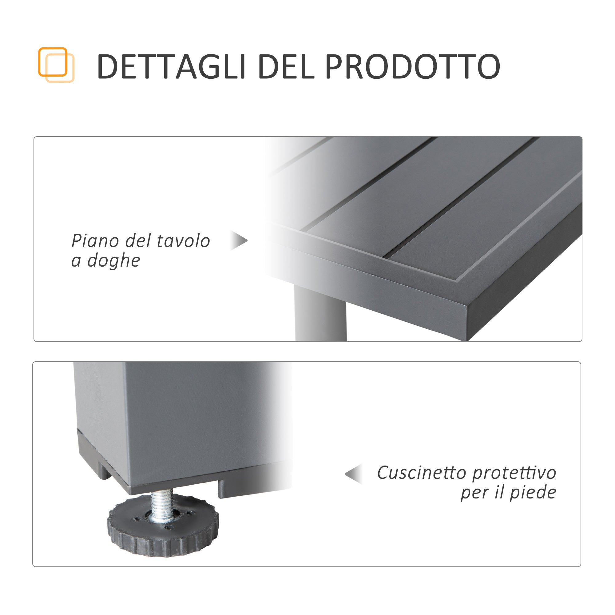 EASYCOMFORT Extendable Garden Table for 8-10 People, in Aluminium, 135-270x90x75cm, Gray