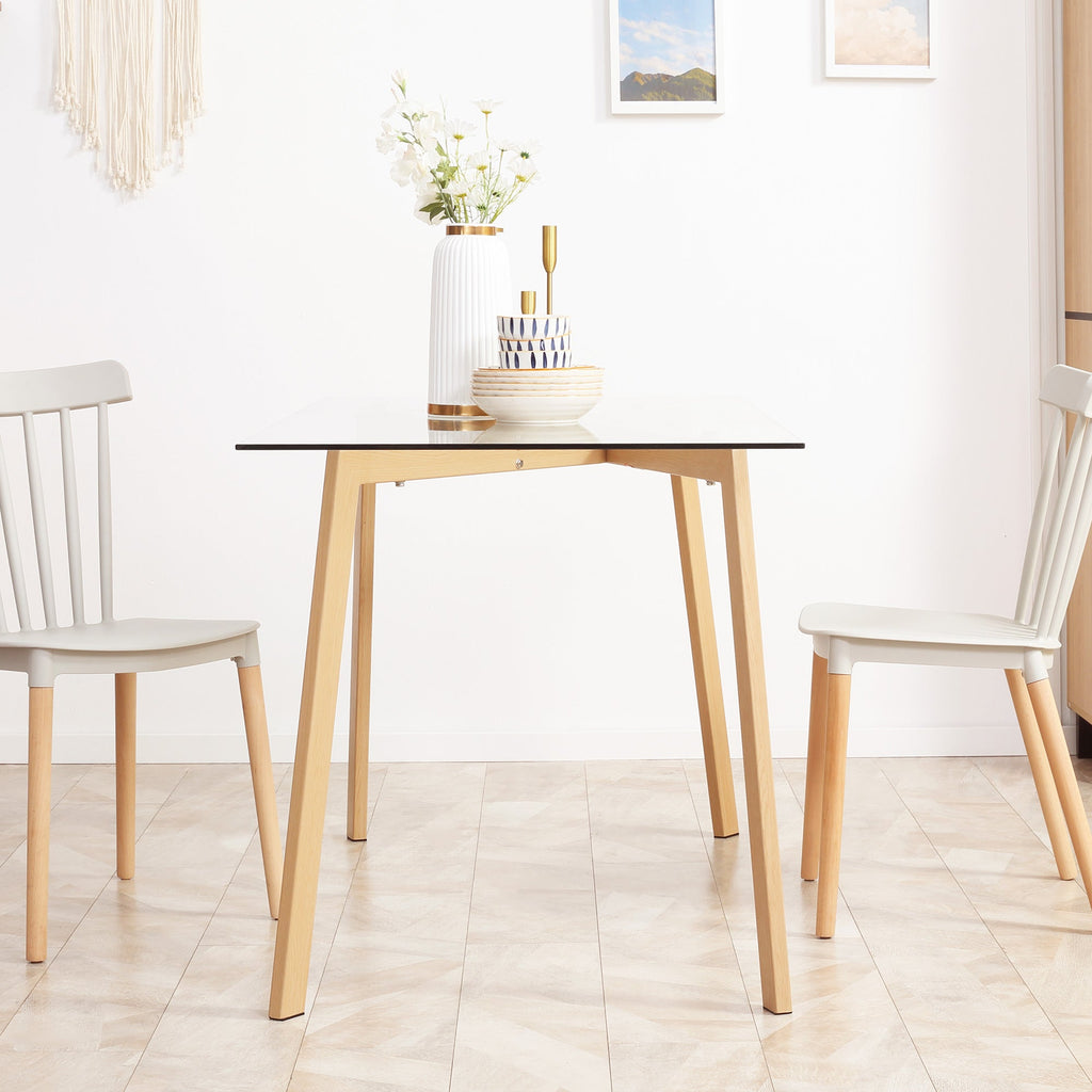 Easycomfort Tavolo da Pranzo Rettangolare per 4 Persone max, in Acciaio with Piano in Vetro Temperato, 120x60x76 cm