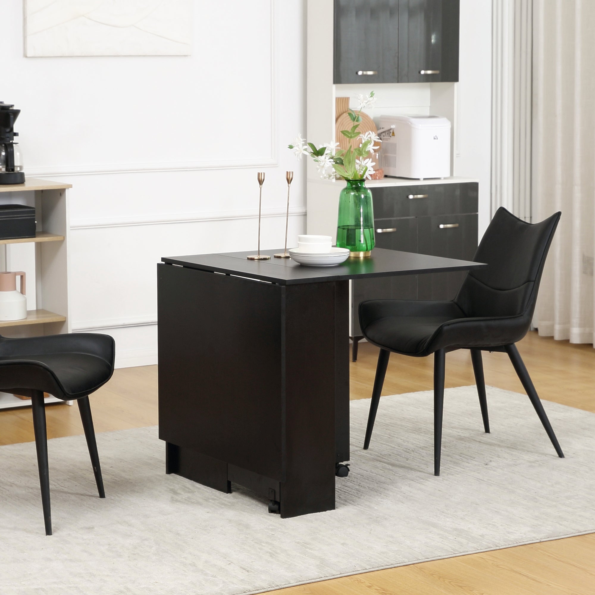 EasyComfort inklapbare houten tafel 4-6 personen, 75x140x74cm, zwart