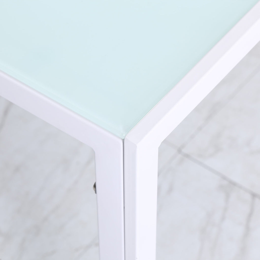 Easycomfort Tavolo Rettangolare da 4 Persone per Cucina e Soggiorno, Tavolo Moderno in Metallo e Vetro Temperato, 120x60x75 cm, white