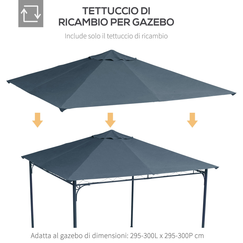 Easycomfort Tetto di Ricambio per Gazebo 3x3 m in Poliestere Grigio with 8 Fori di Ventilazione