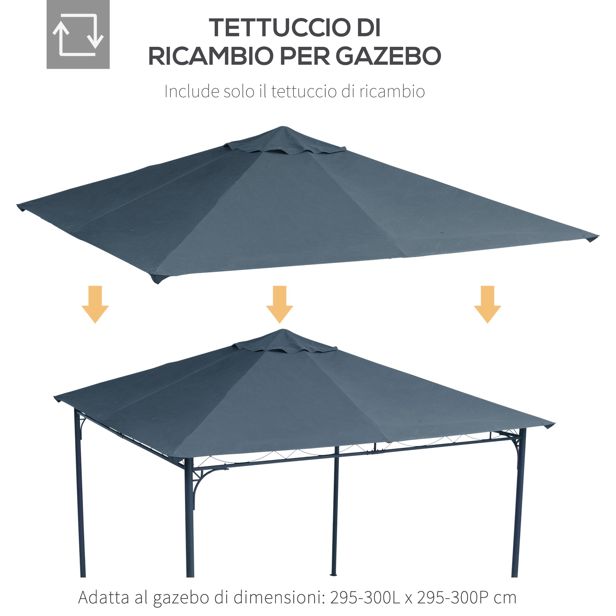 Easycomfort Tetto di Ricambio per Gazebo 3x3 m in Poliestere Grigio with 8 Fori di Ventilazione