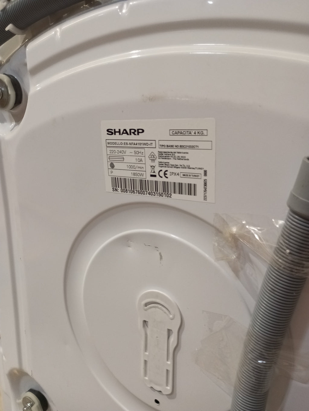 Sharp ES NFA4101WD wasmachine voorlader 4 kg 1000 t/min