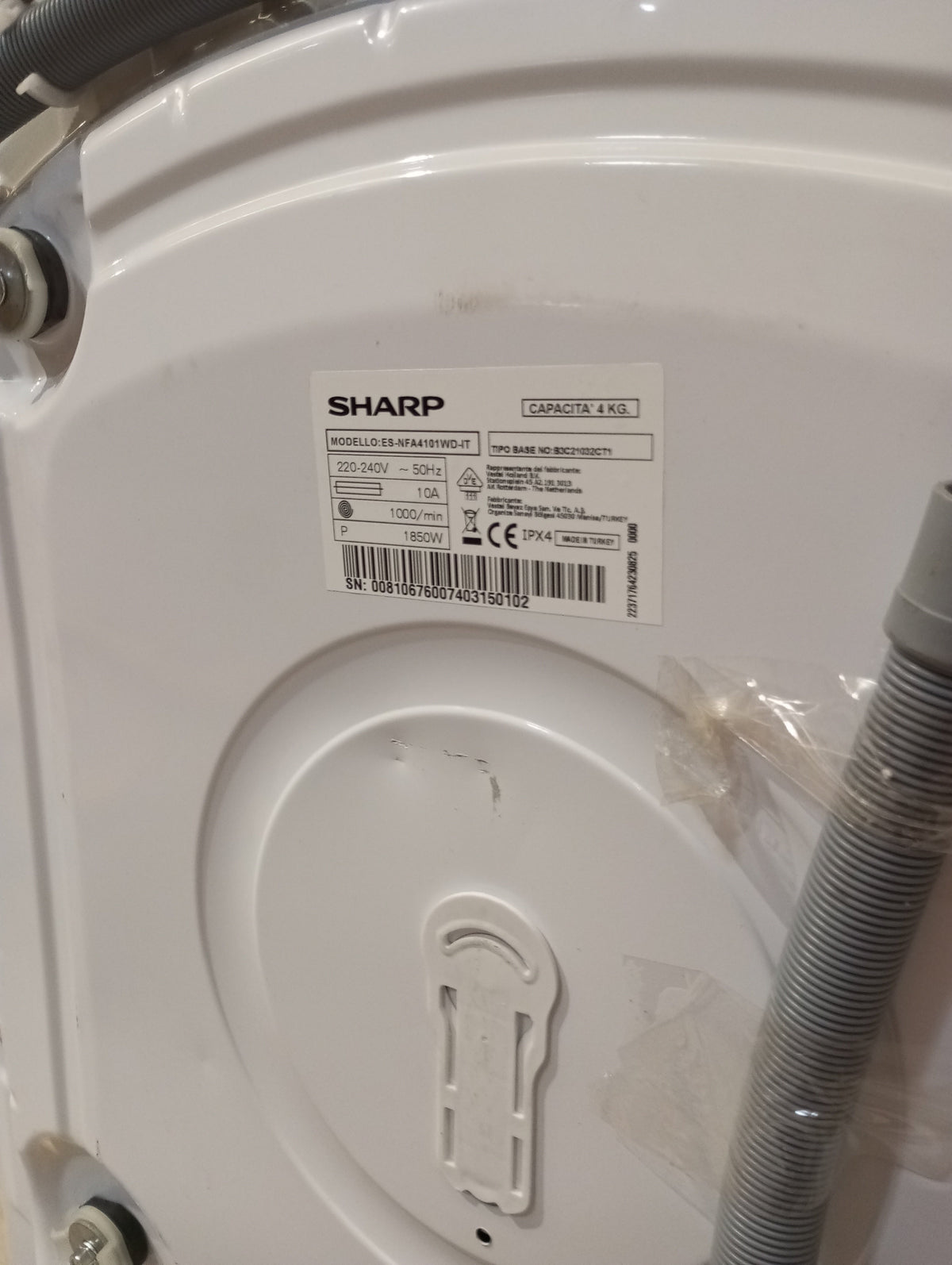 Sharp ES NFA4101WD wasmachine voorlader 4 kg 1000 t/min