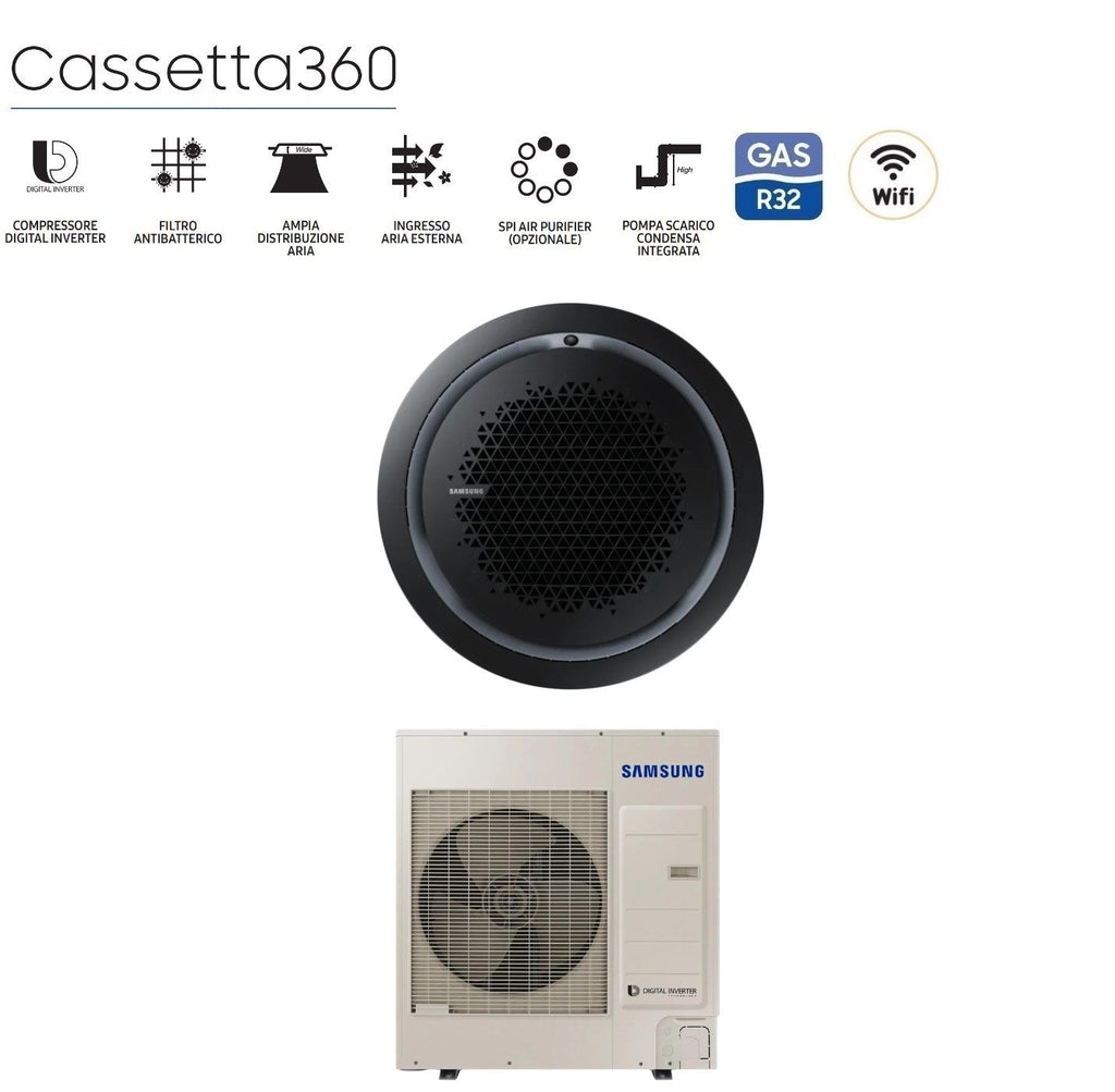 Samsung Inverter Air Conditioning Cassette 360° 42000 Btu AC120RN4PKG/EU Single Phase R-32 Wi-Fi Optional Various Panels Available