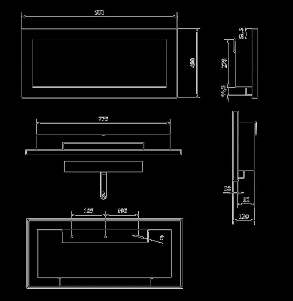 Divina Fire Lucca Black bio-ethanolhaard 2,5 kW wand/inbouw